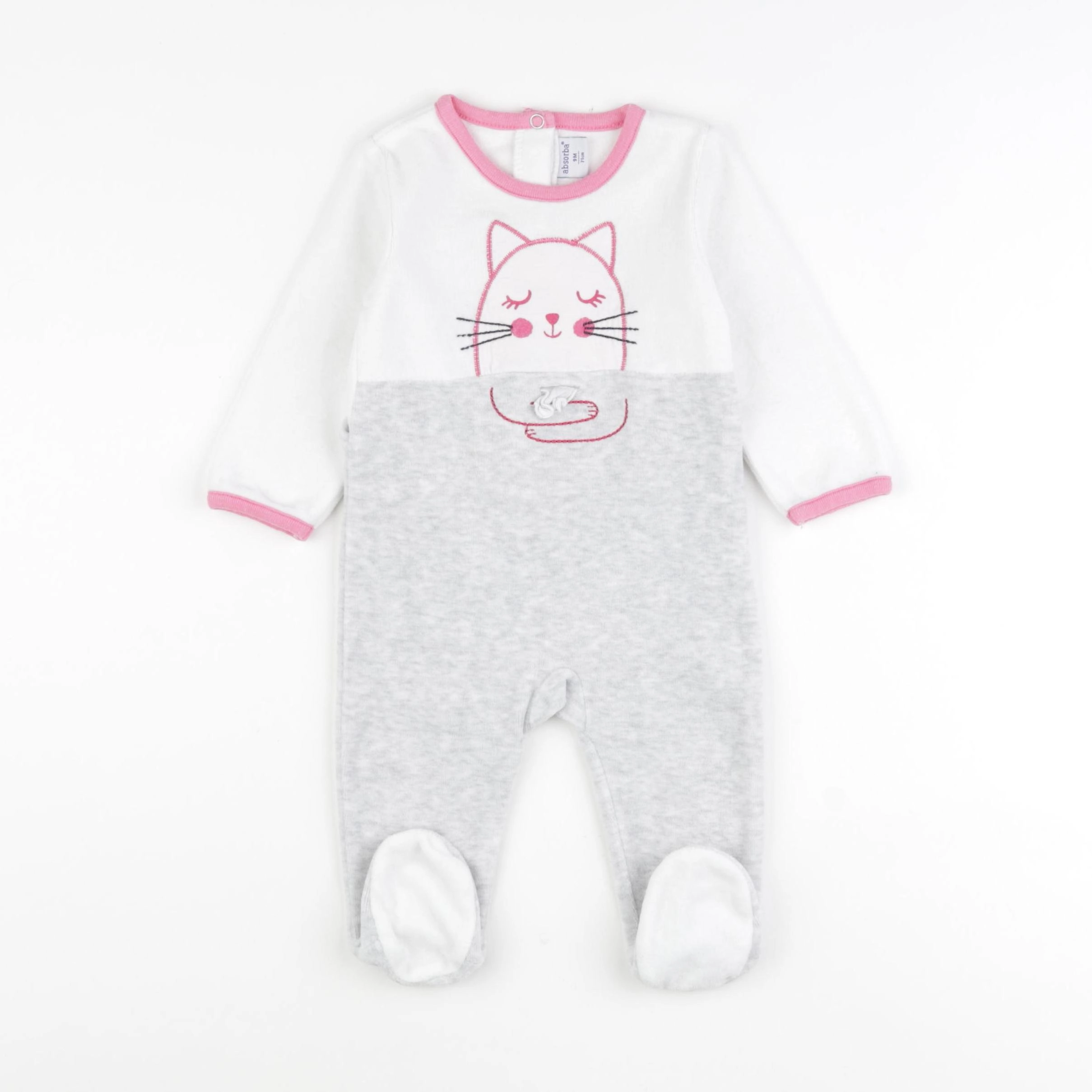 Absorba - pyjama velours rose, gris - 9 mois