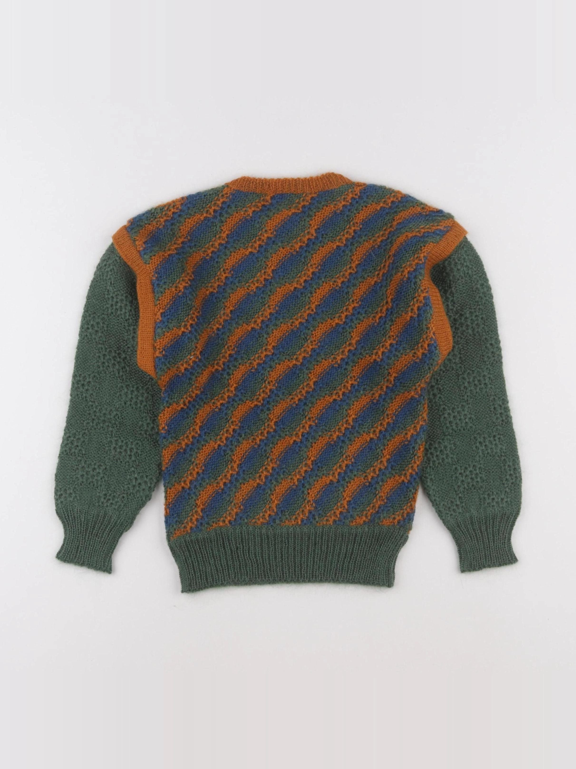 Vintage - pull marron, vert - 2 ans