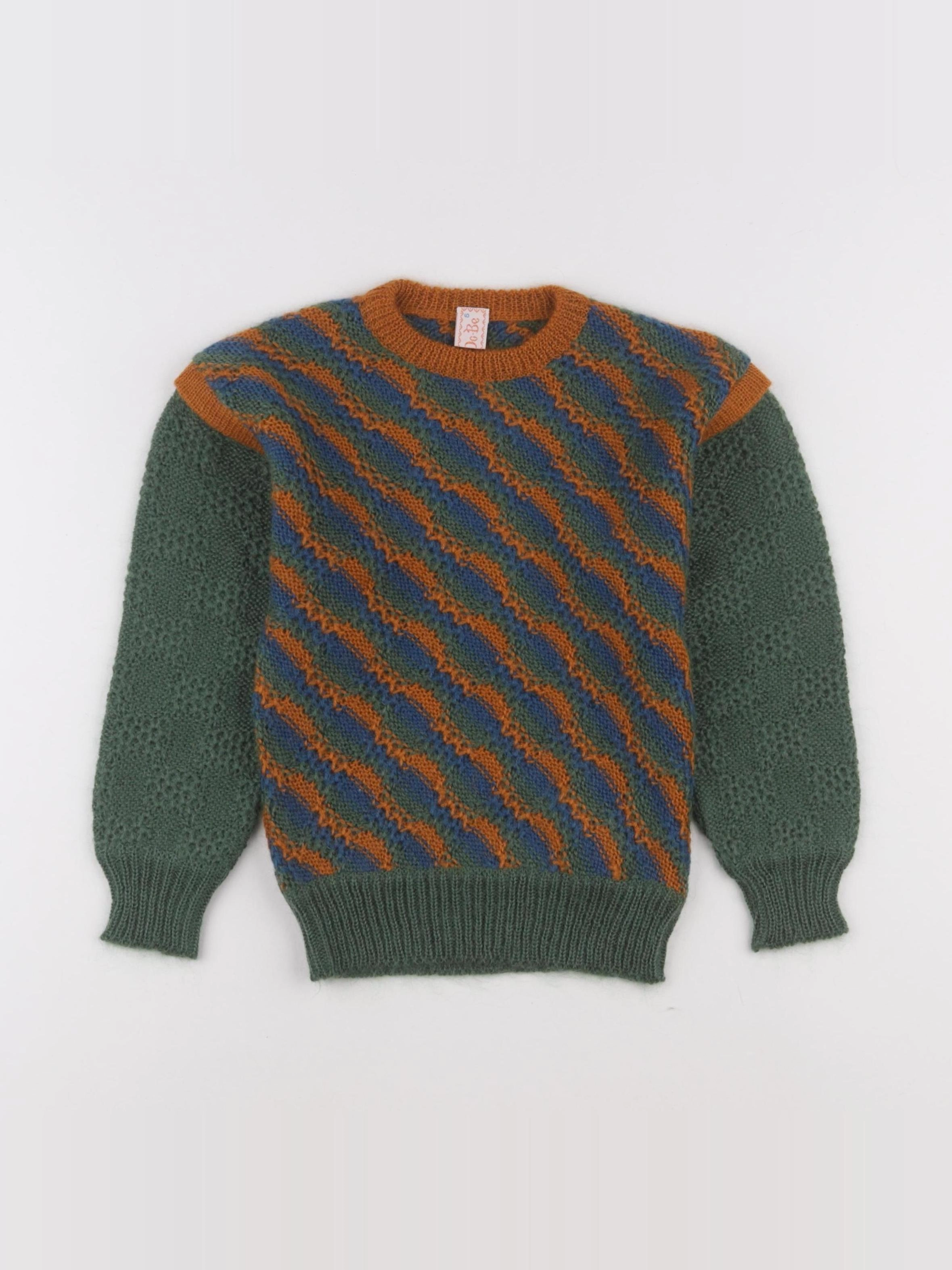 Vintage - pull marron, vert - 5 ans