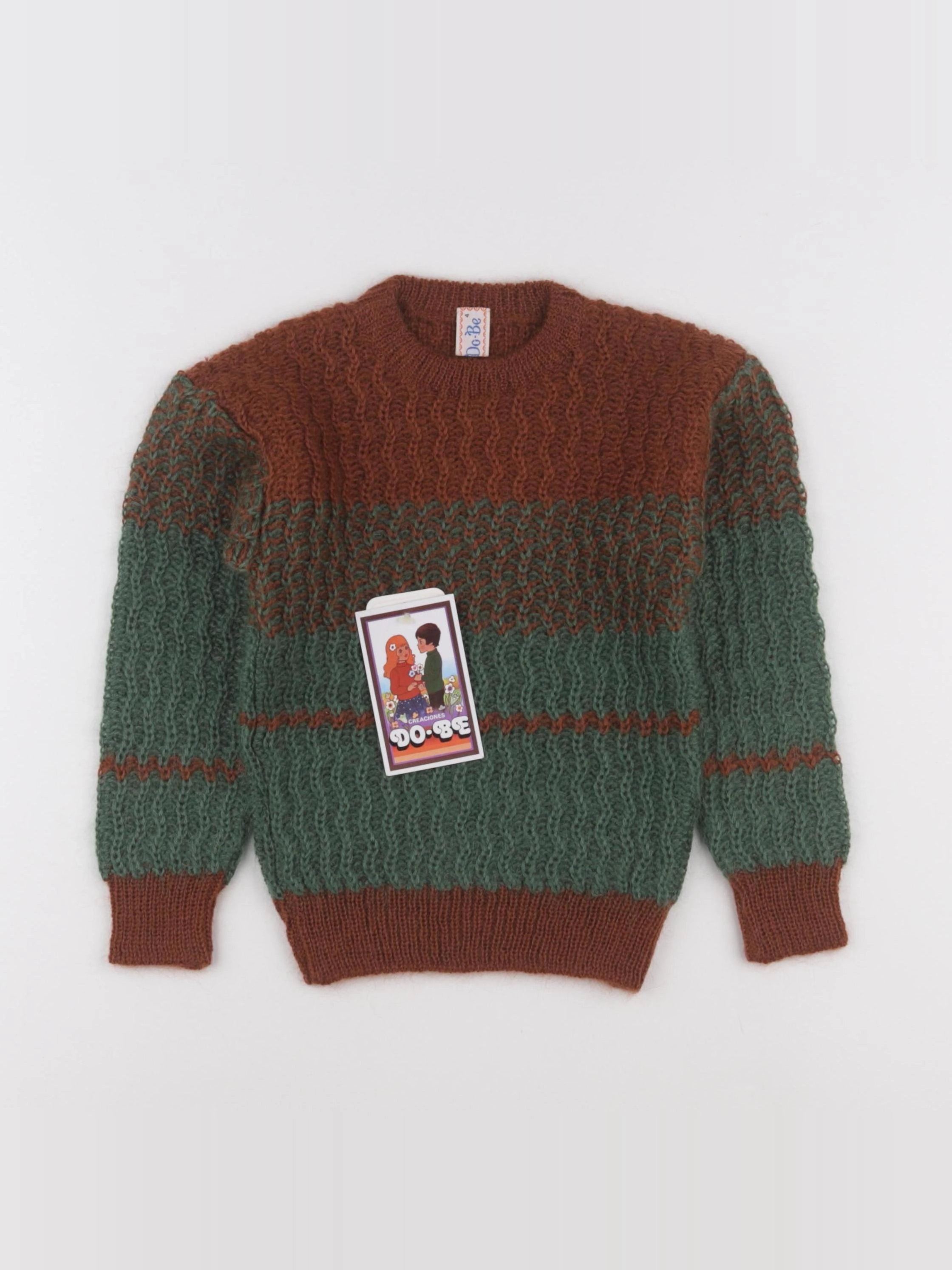 Vintage - pull marron, vert - 4 ans