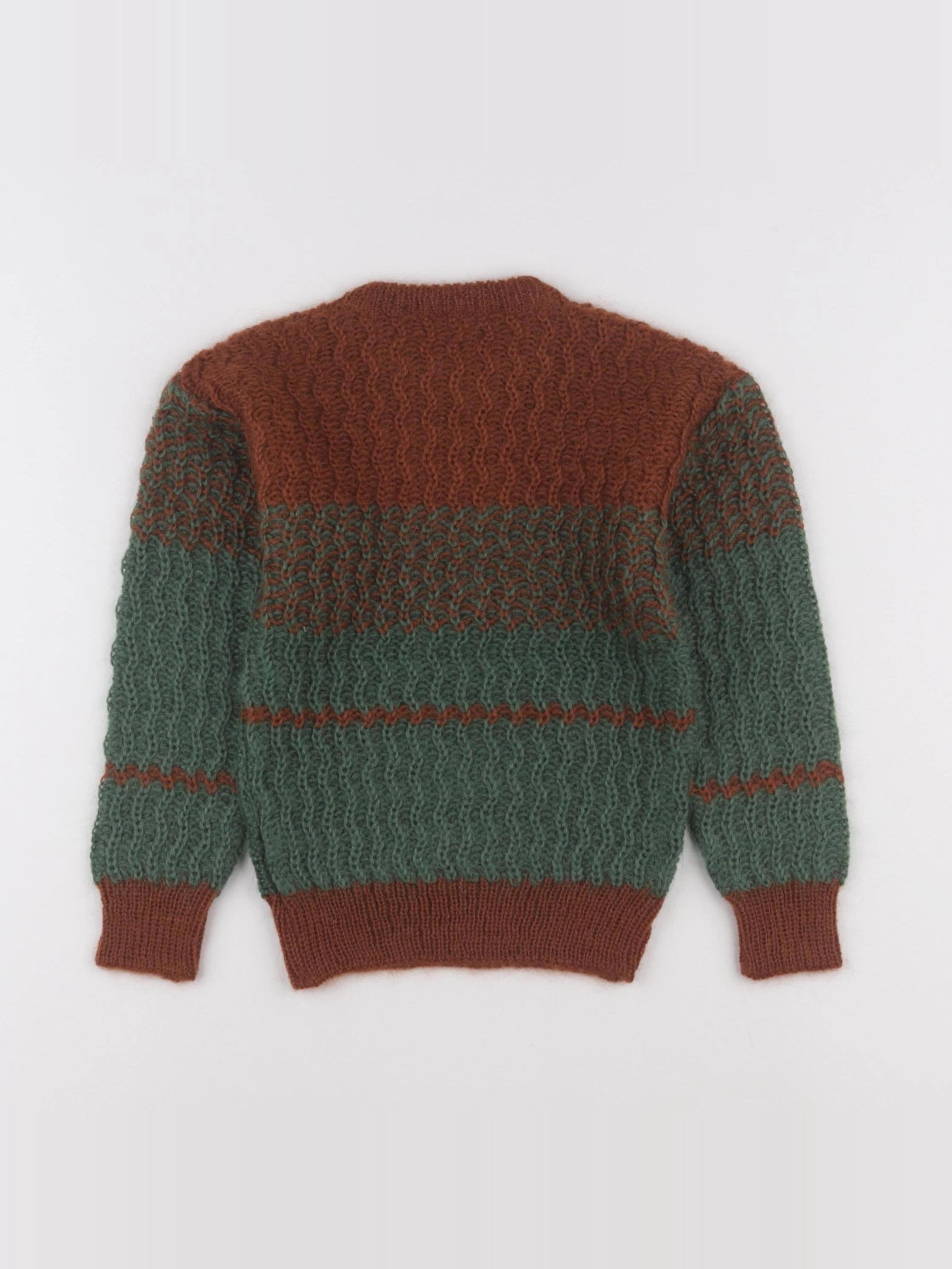 Vintage - pull marron, vert - 4 ans