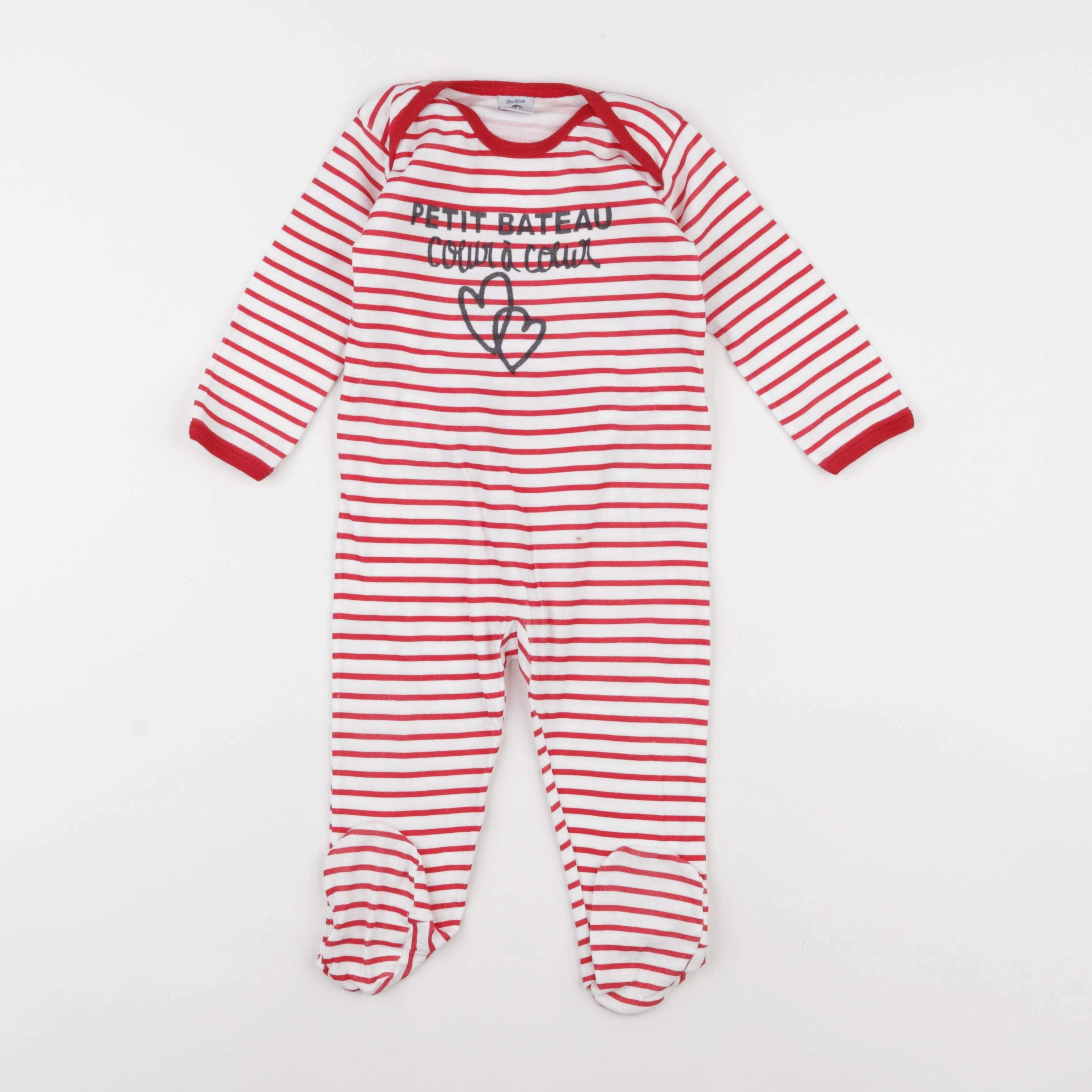 Petit Bateau - pyjama coton rouge - 18 mois