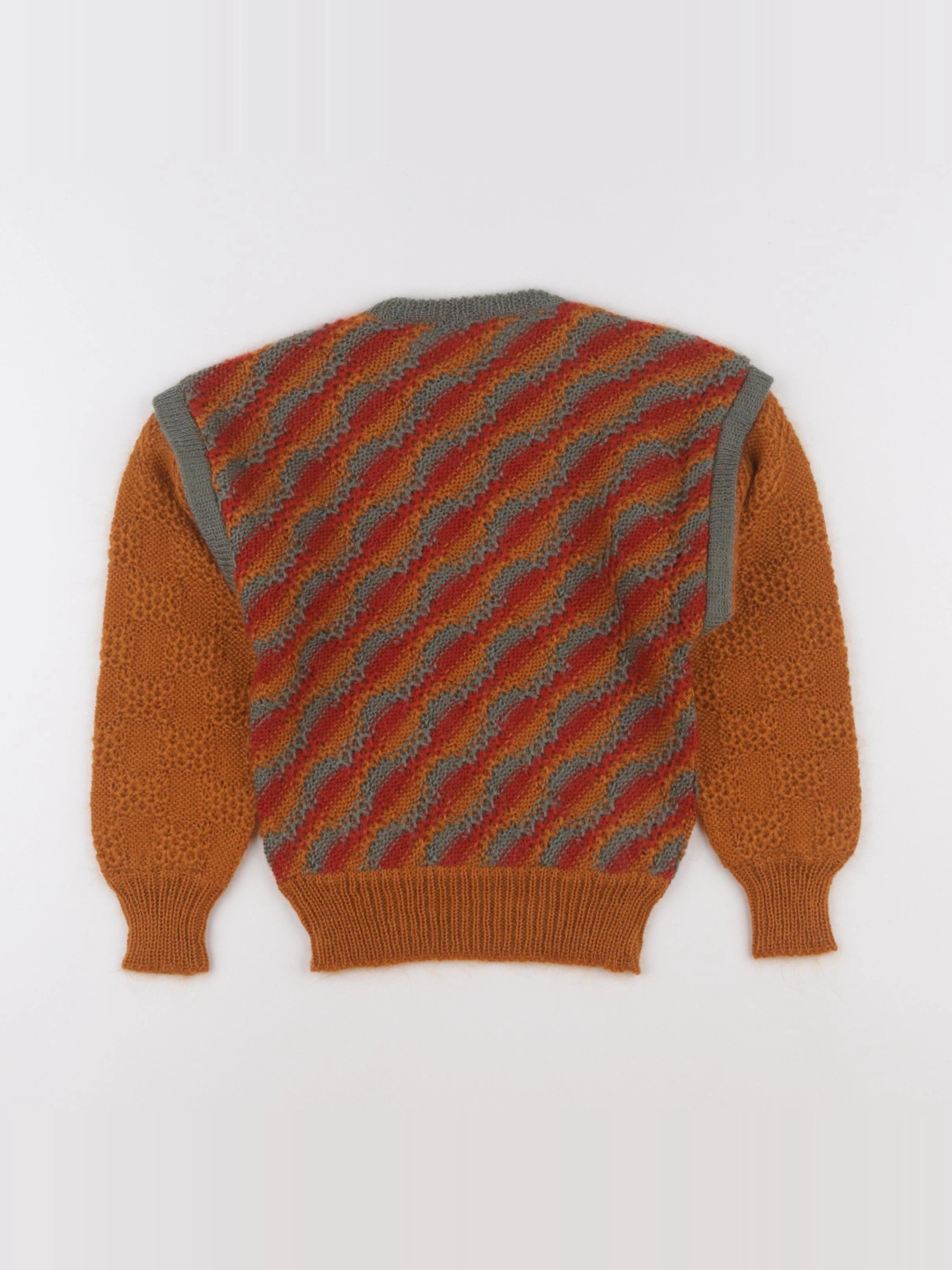 Vintage - pull marron, vert - 5 ans