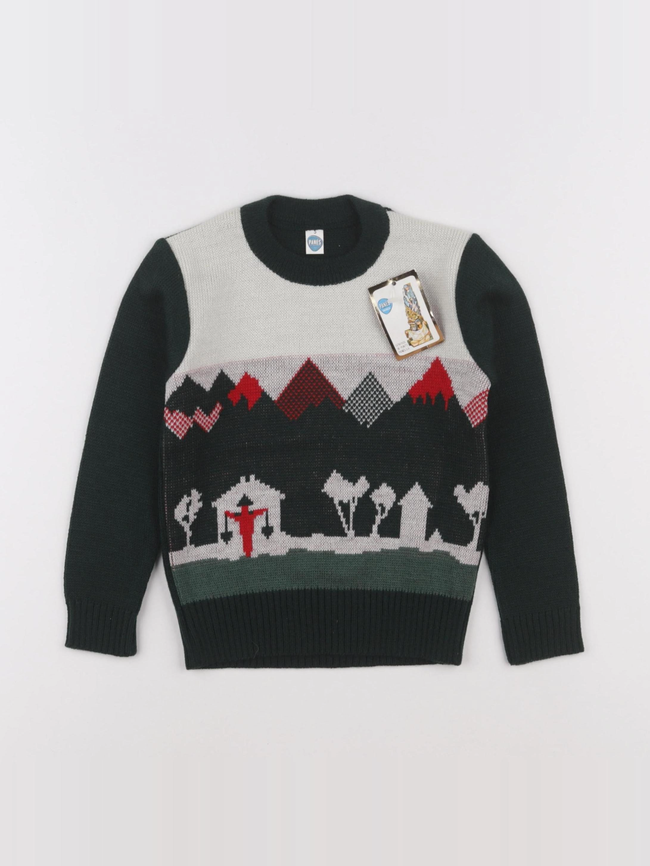 Vintage - pull blanc, vert - 5 ans