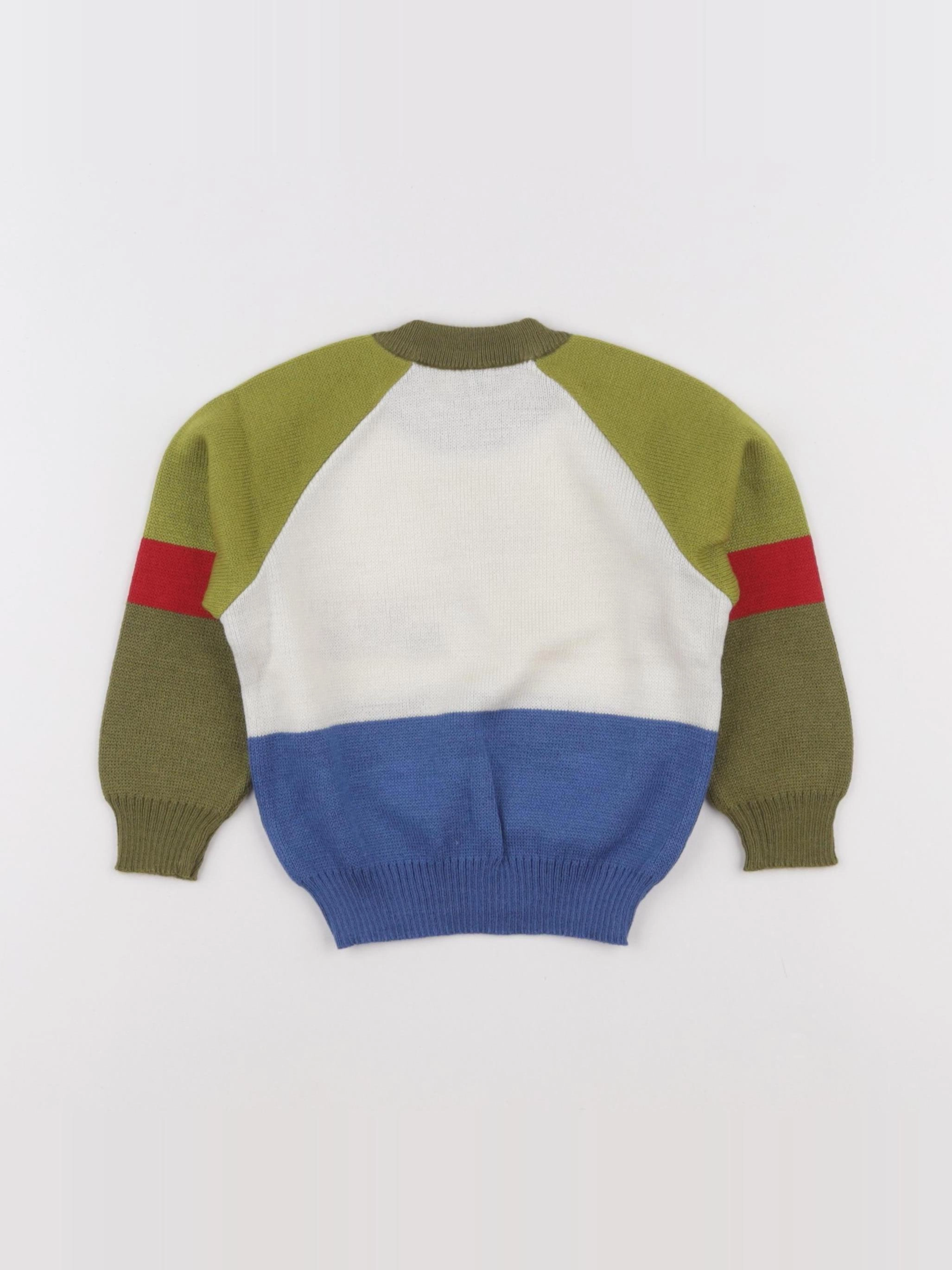 Vintage - pull blanc, bleu, vert - 2 ans