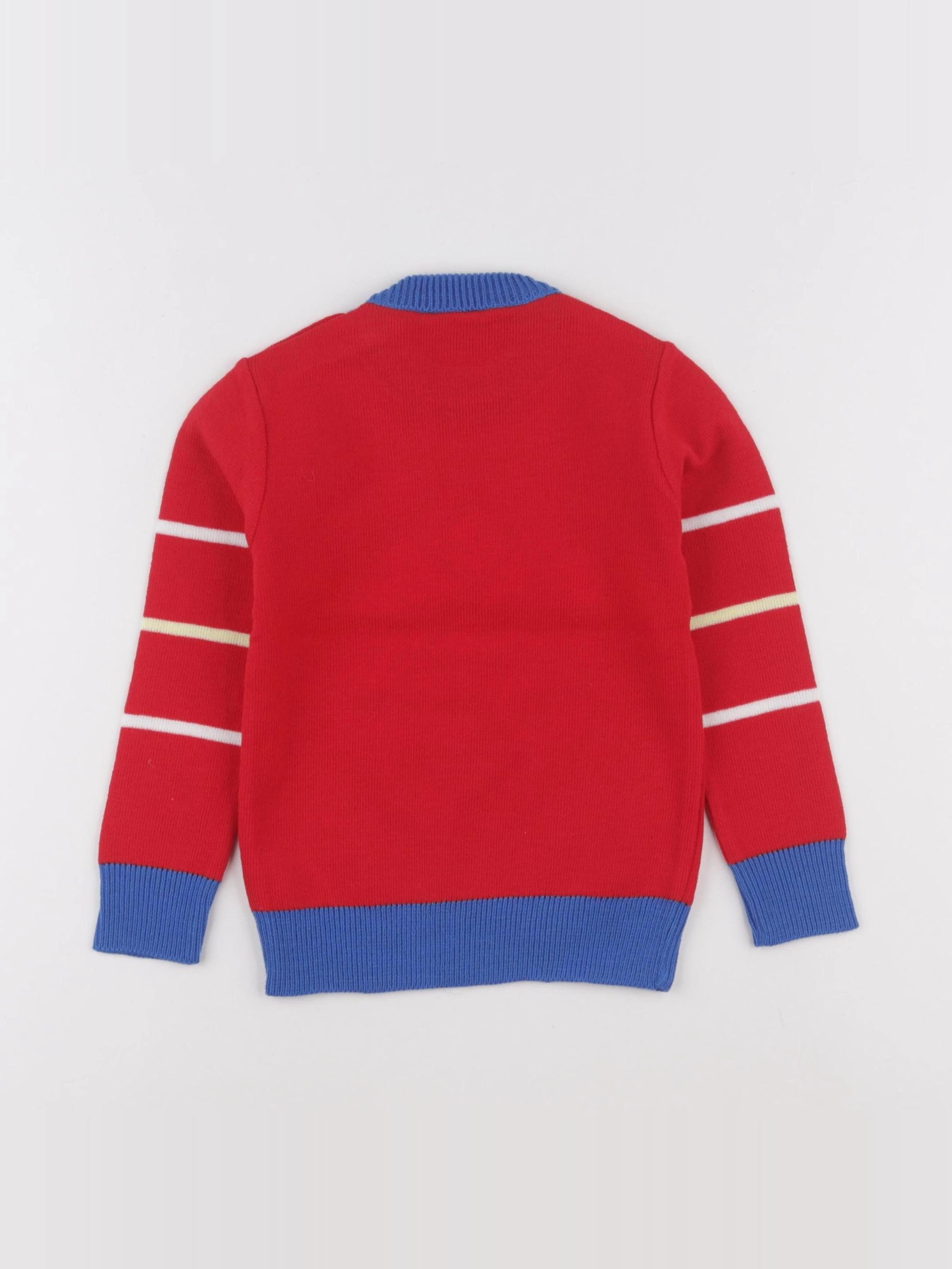 Vintage - pull bleu, rouge - 4 ans