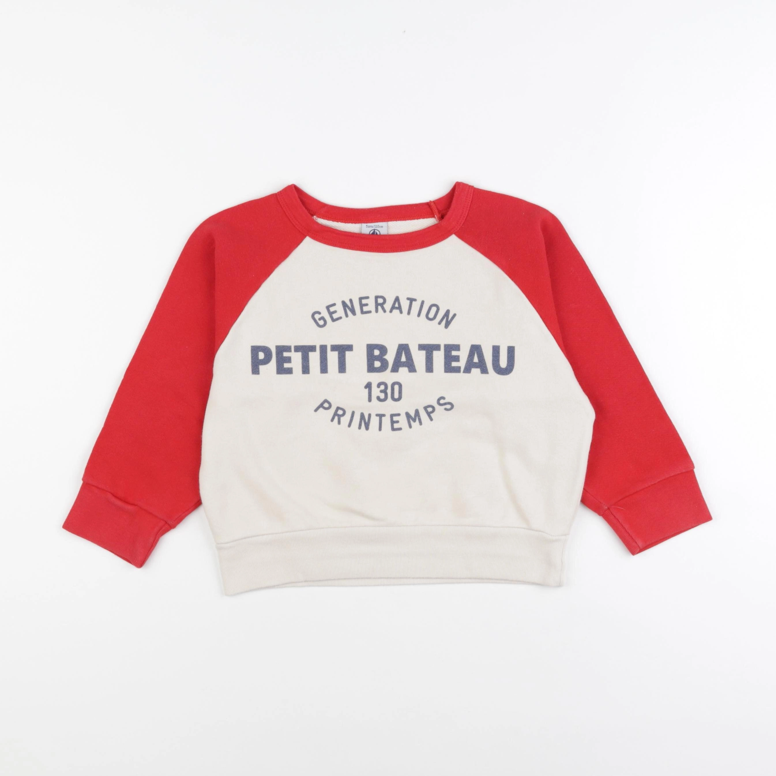 Petit Bateau - sweat blanc - 5 ans