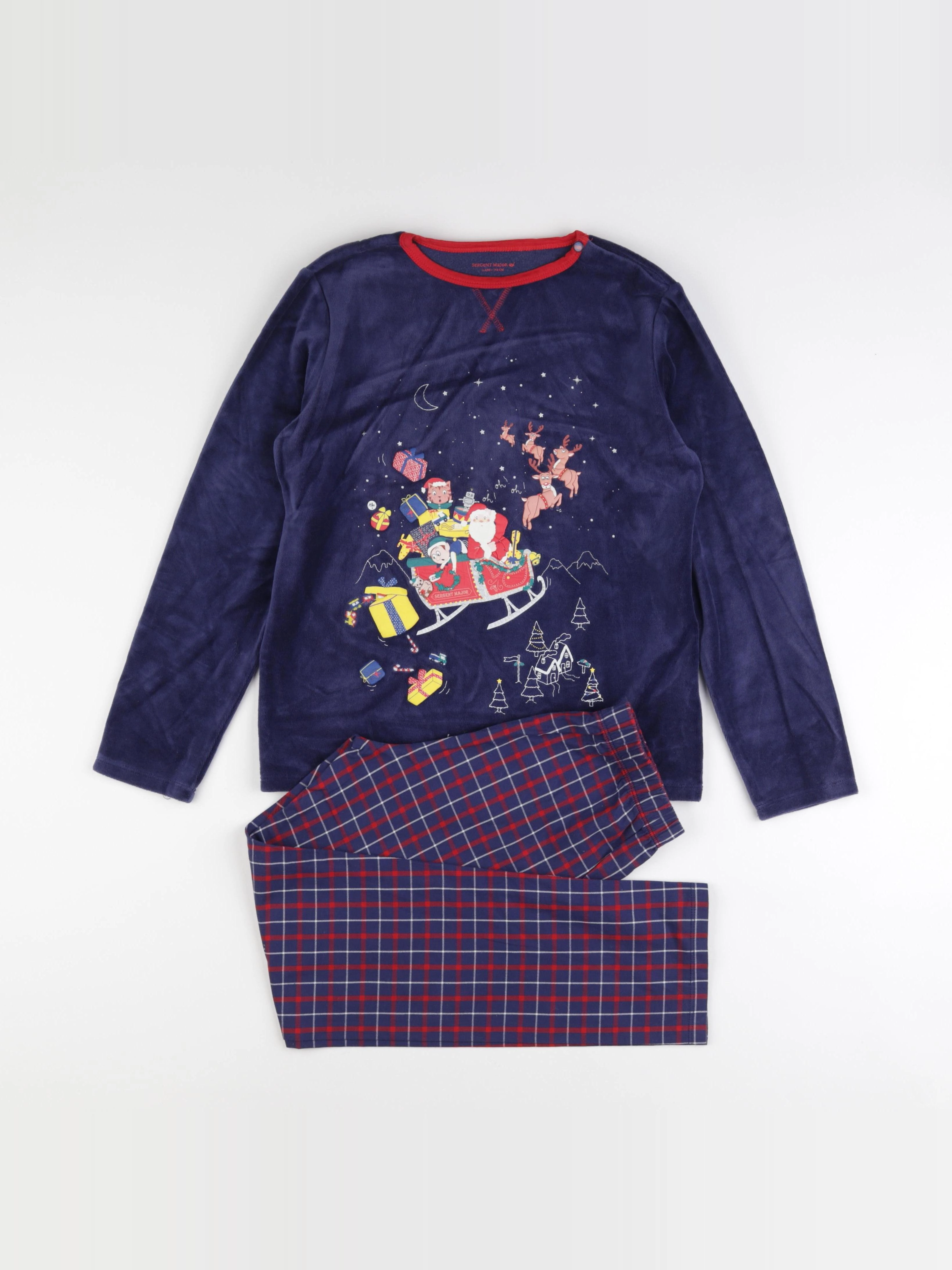 Sergent Major - pyjama velours bleu - 11 ans
