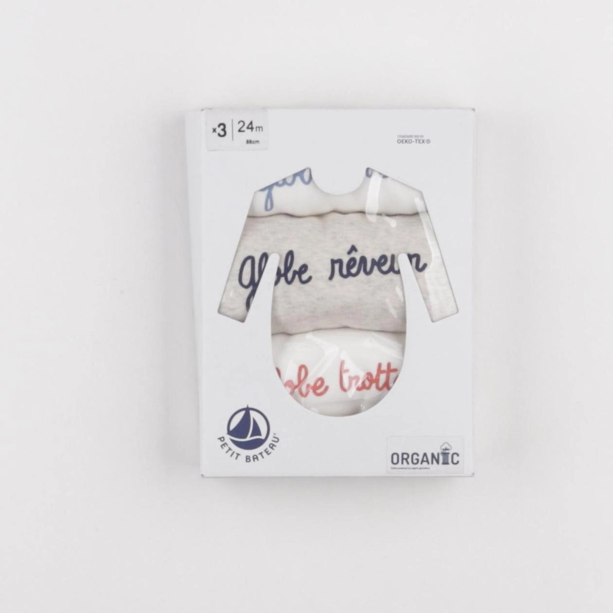 Petit Bateau - lot de 3 bodies en coton blanc - 24 mois