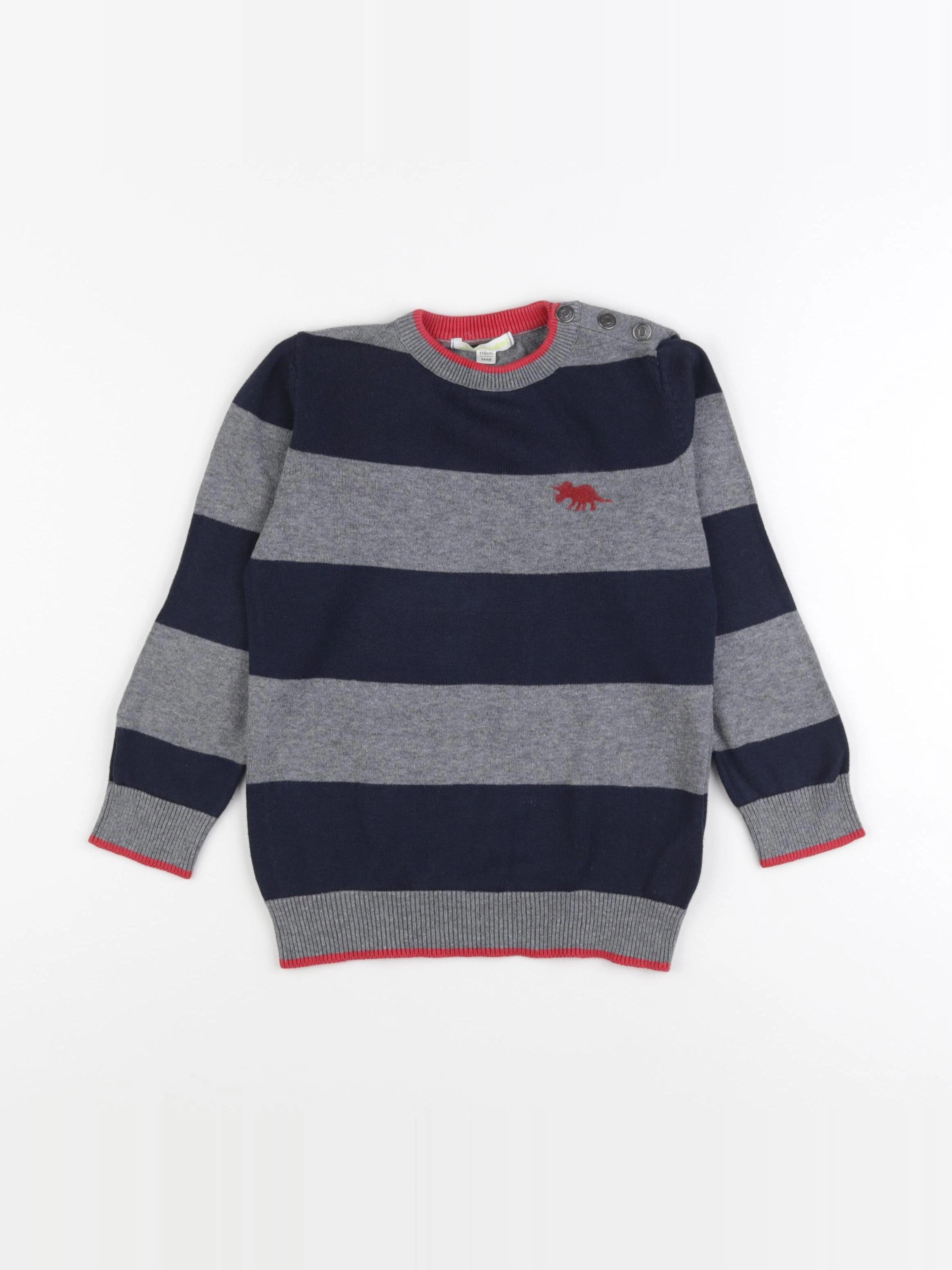 Vertbaudet - pull gris, bleu - 5 ans