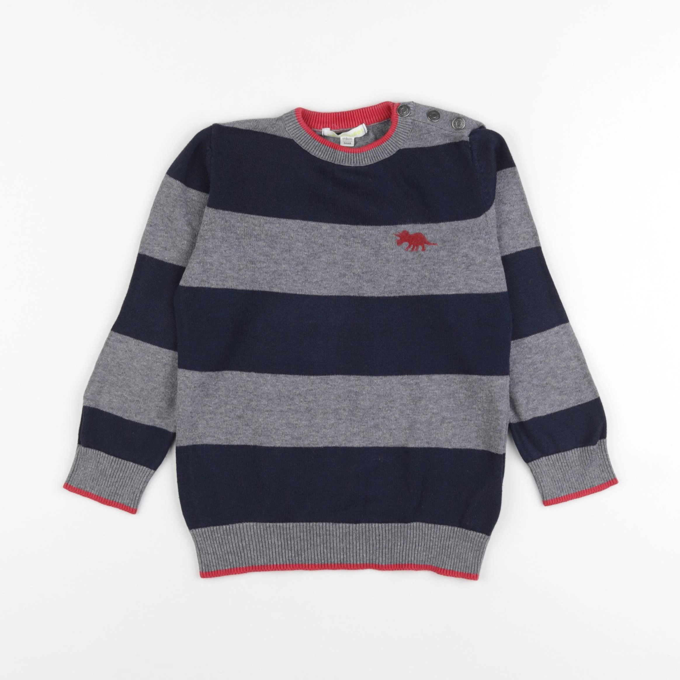 Vertbaudet - pull gris, bleu - 5 ans