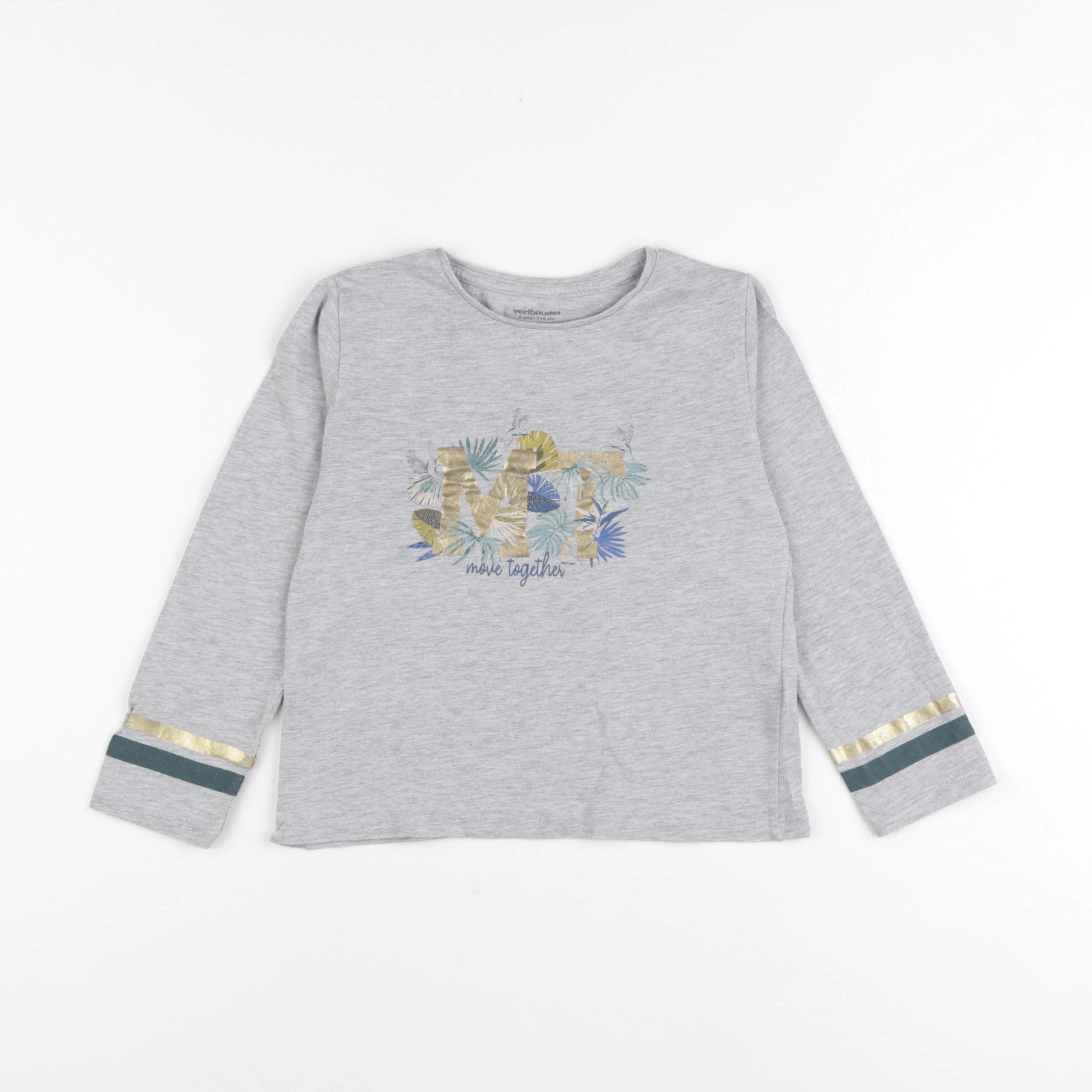Vertbaudet - tee-shirt gris - 6 ans