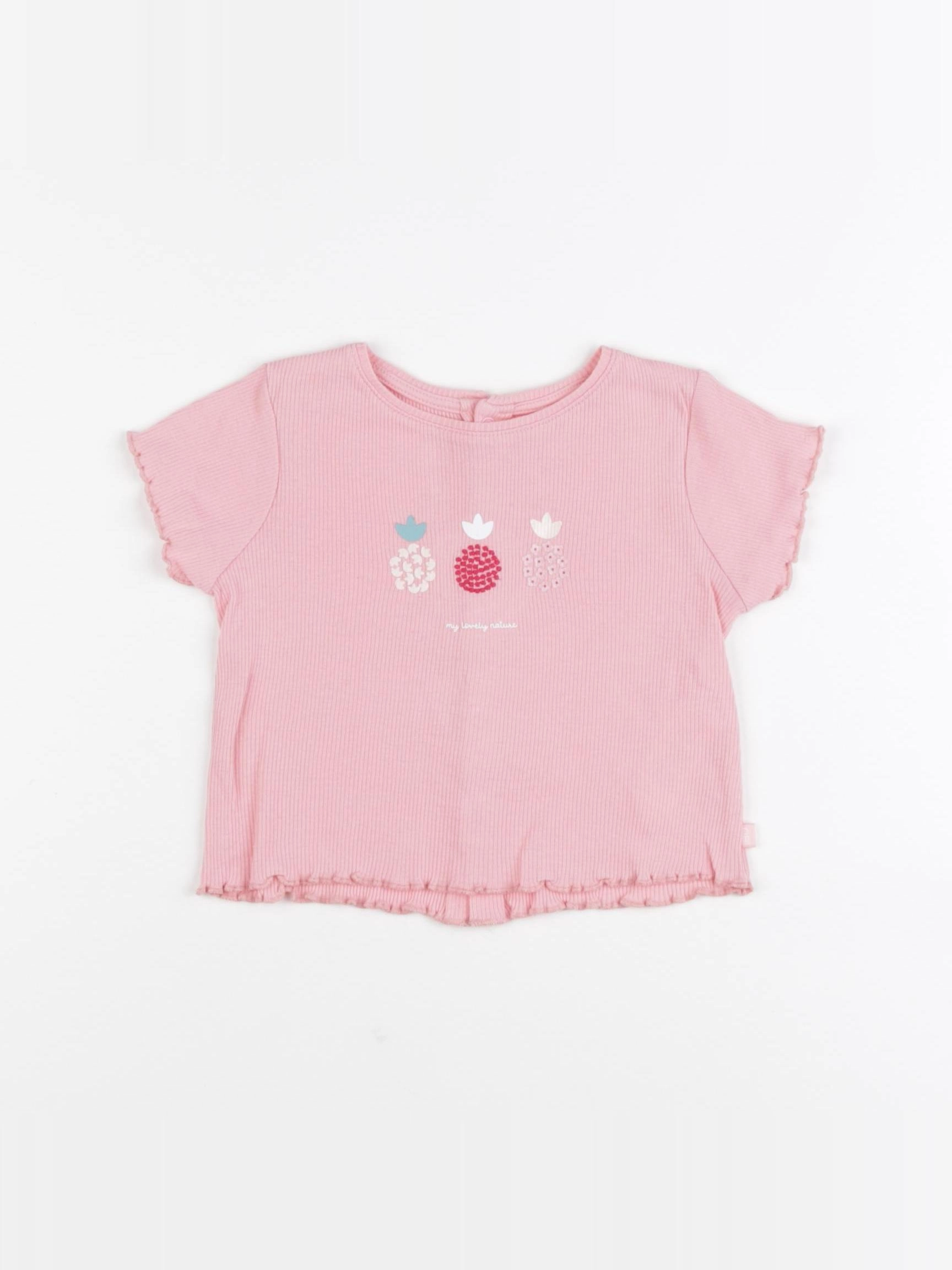 Obaïbi - tee-shirt rose - 6 mois