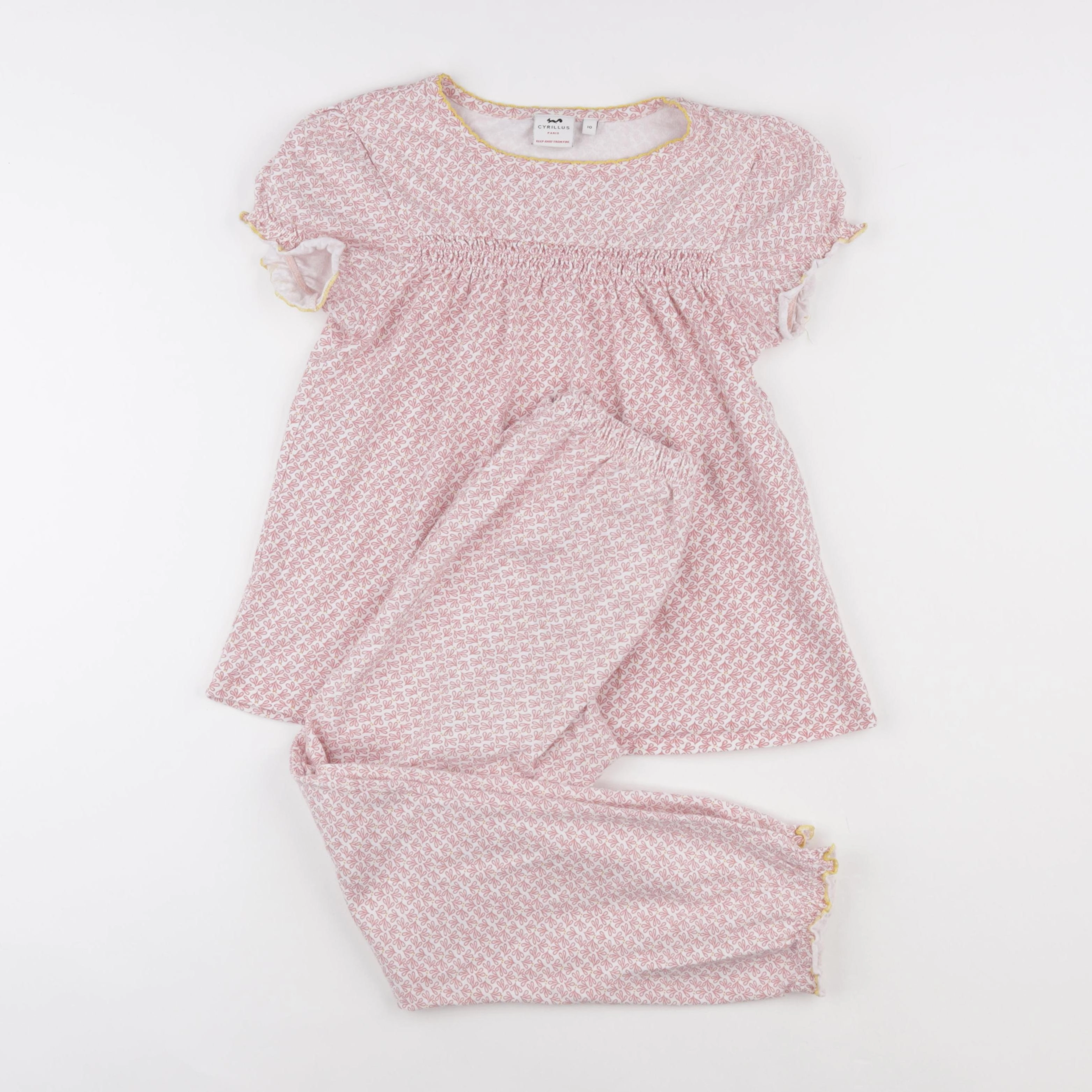 Cyrillus - pyjama coton rose, blanc - 10 ans
