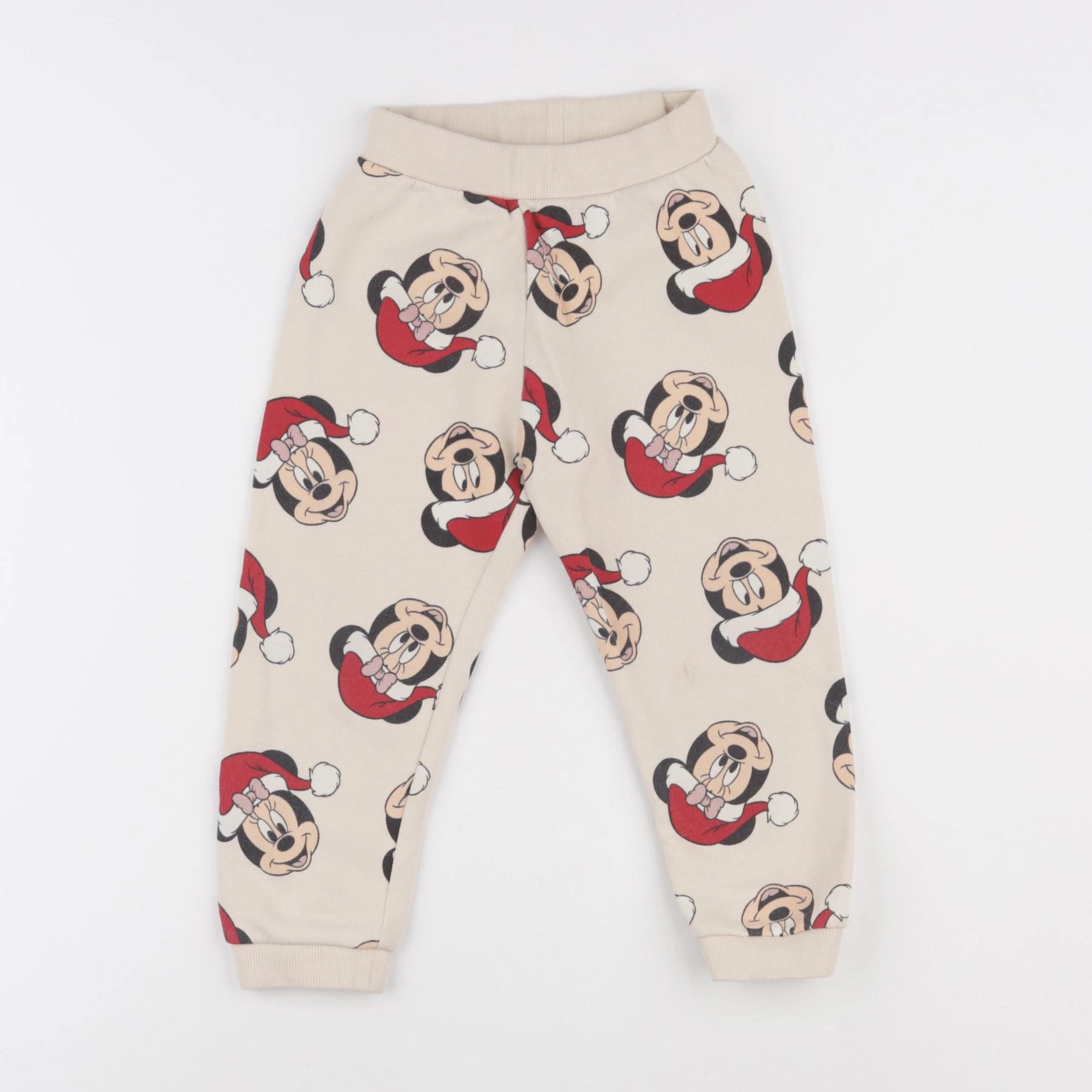 H&M - jogging beige, rouge - 2/3 ans