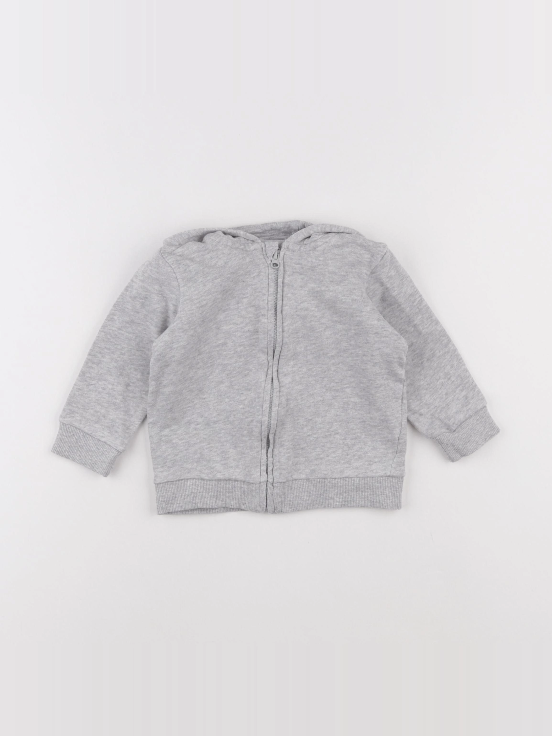 H&M - sweat gris - 6/9 mois