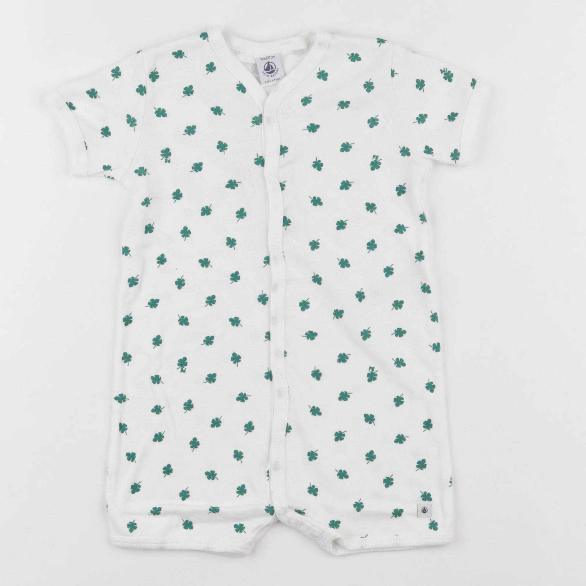 Petit Bateau - combinaison coton vert - 18 mois