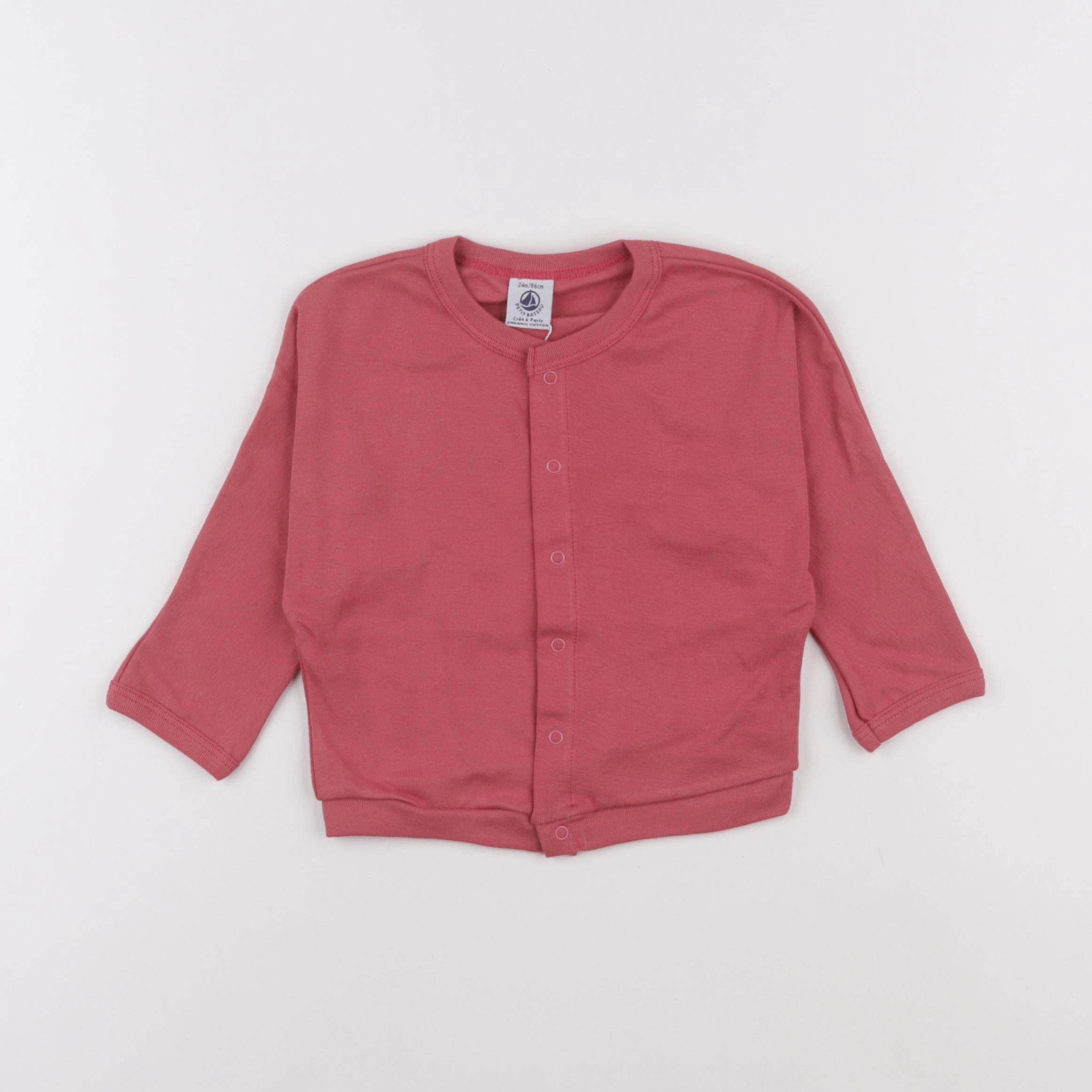Petit Bateau - gilet rose - 6 mois