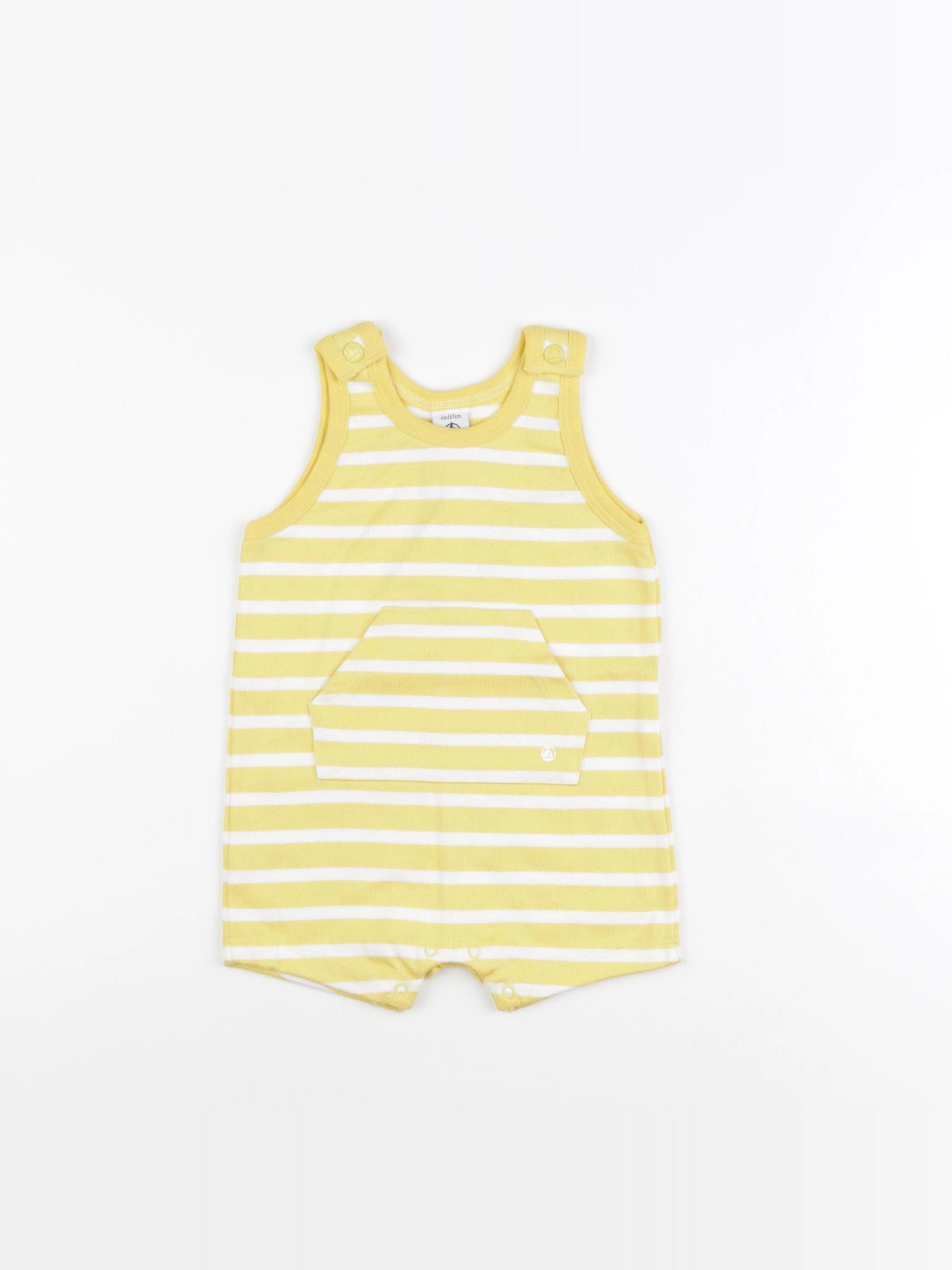 Petit Bateau - combinaison blanc, jaune - 6 mois