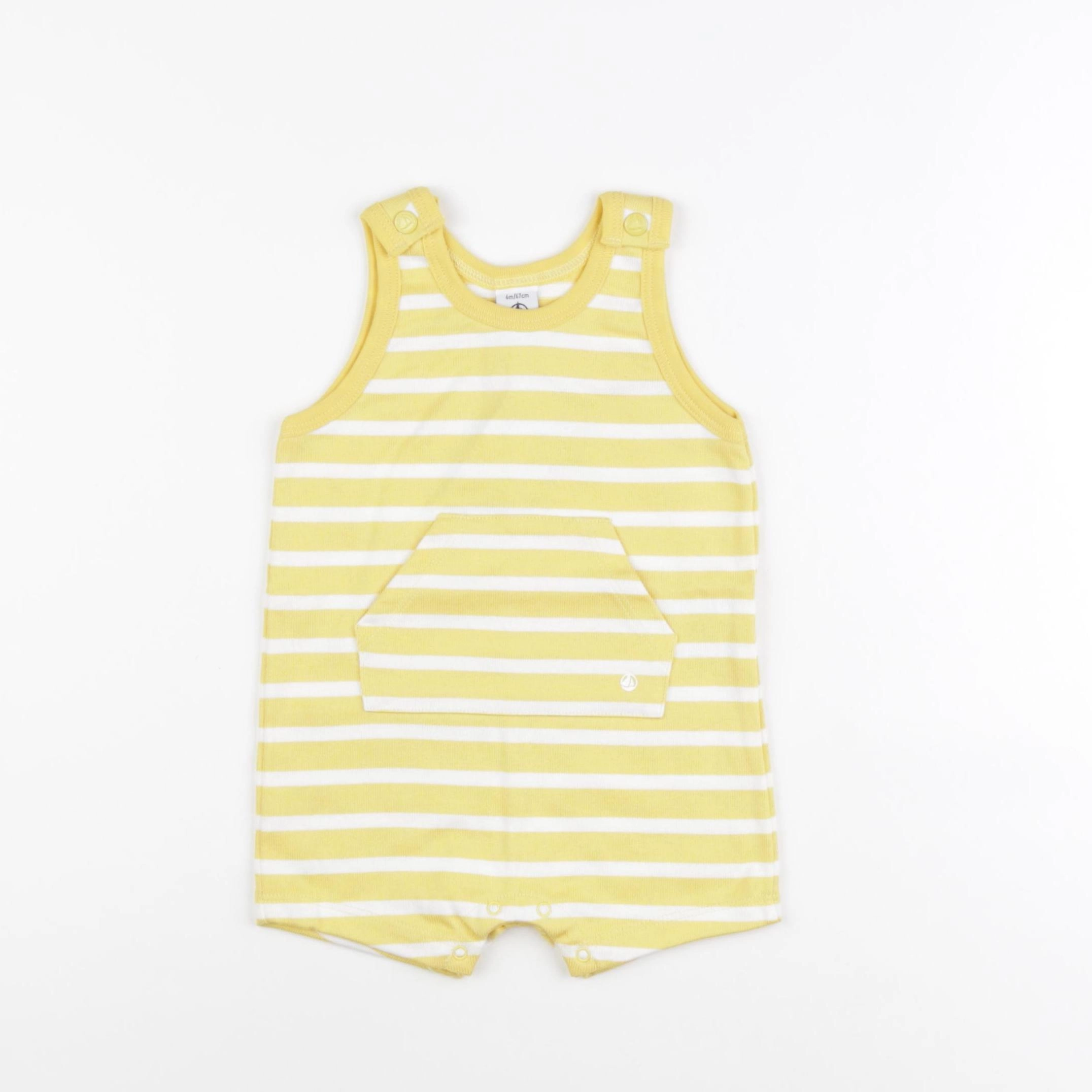 Petit Bateau - combinaison blanc, jaune - 12 mois