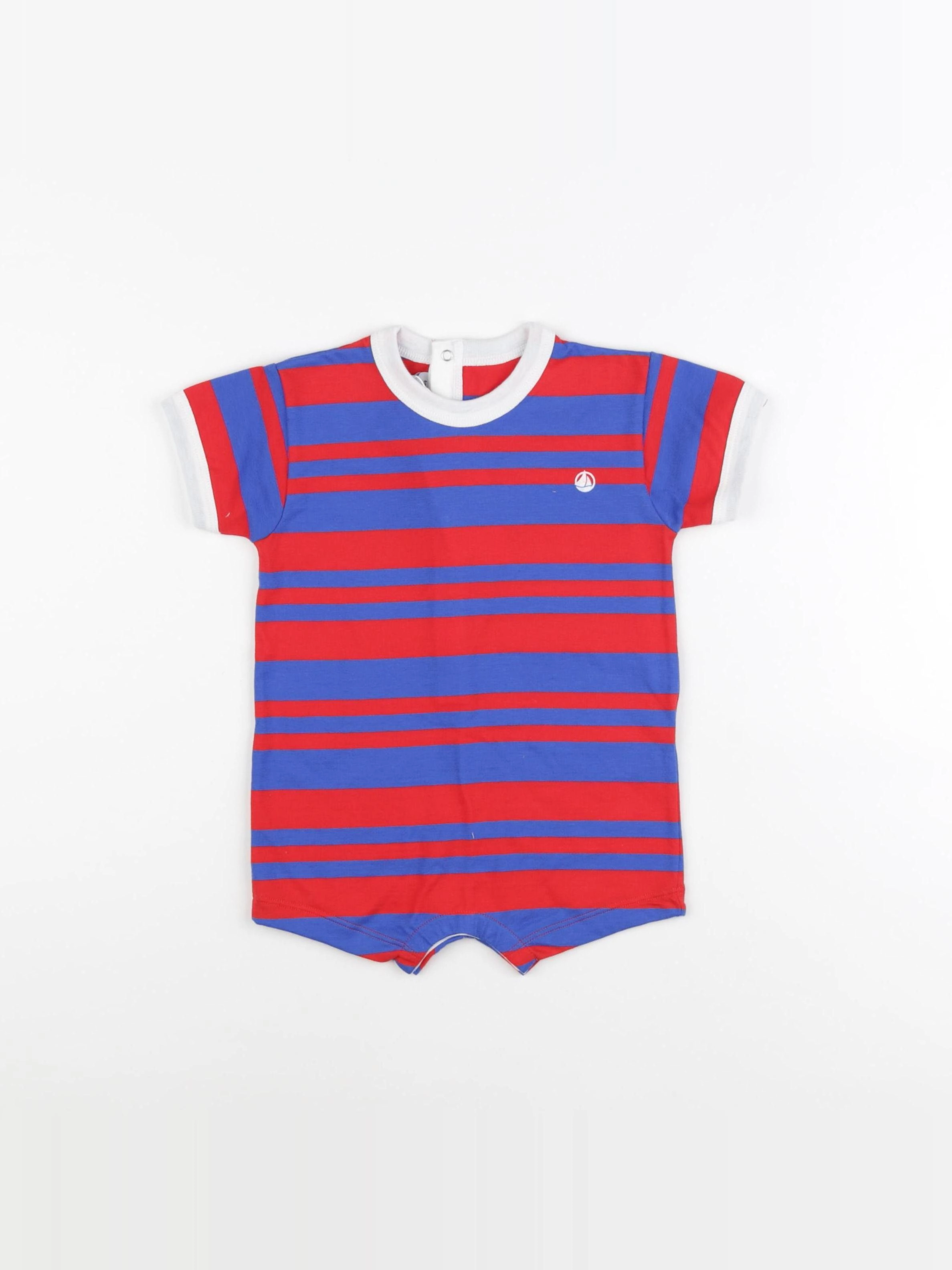 Petit Bateau - combinaison bleu, rouge - 6 mois