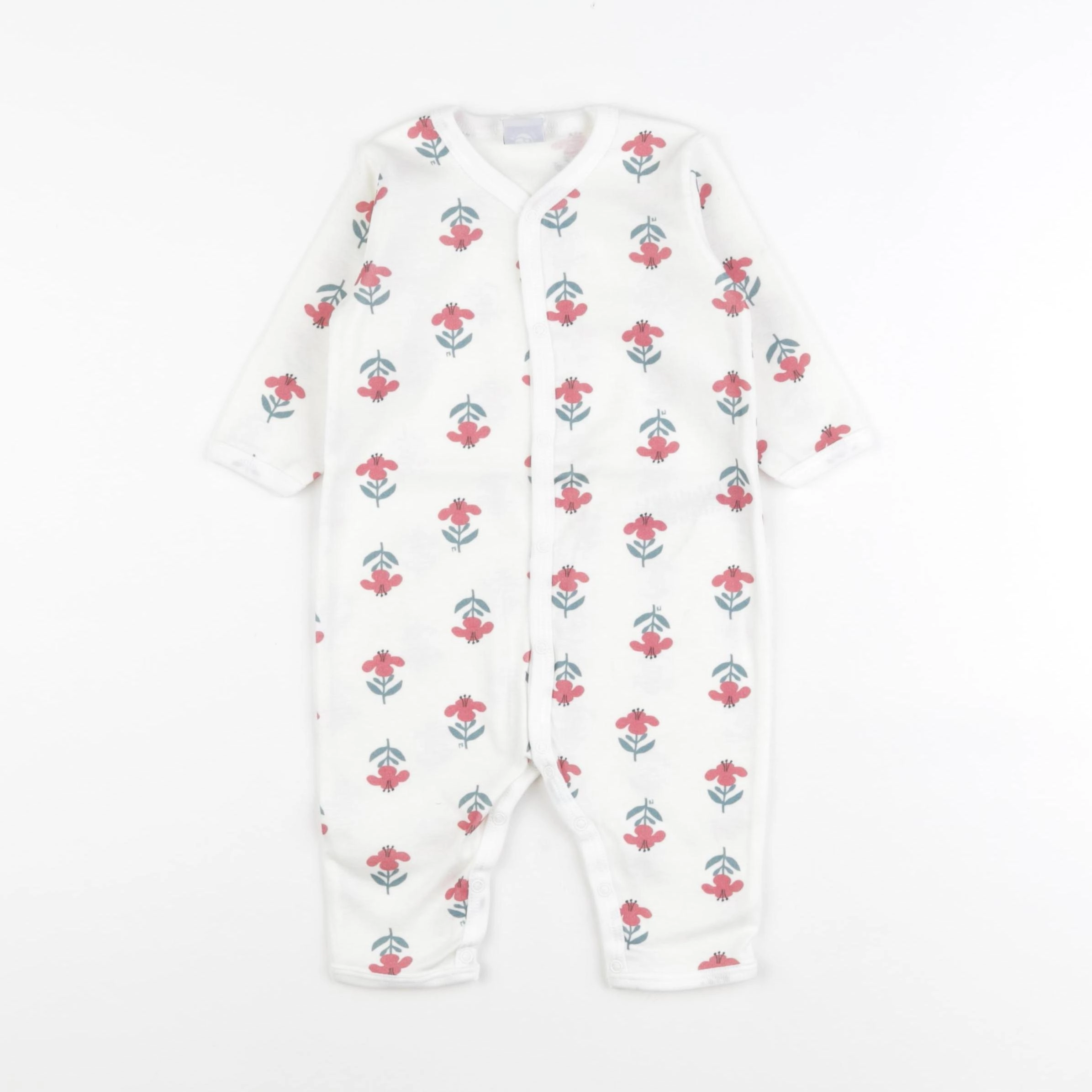 Petit Bateau - pyjama coton blanc - 6 mois
