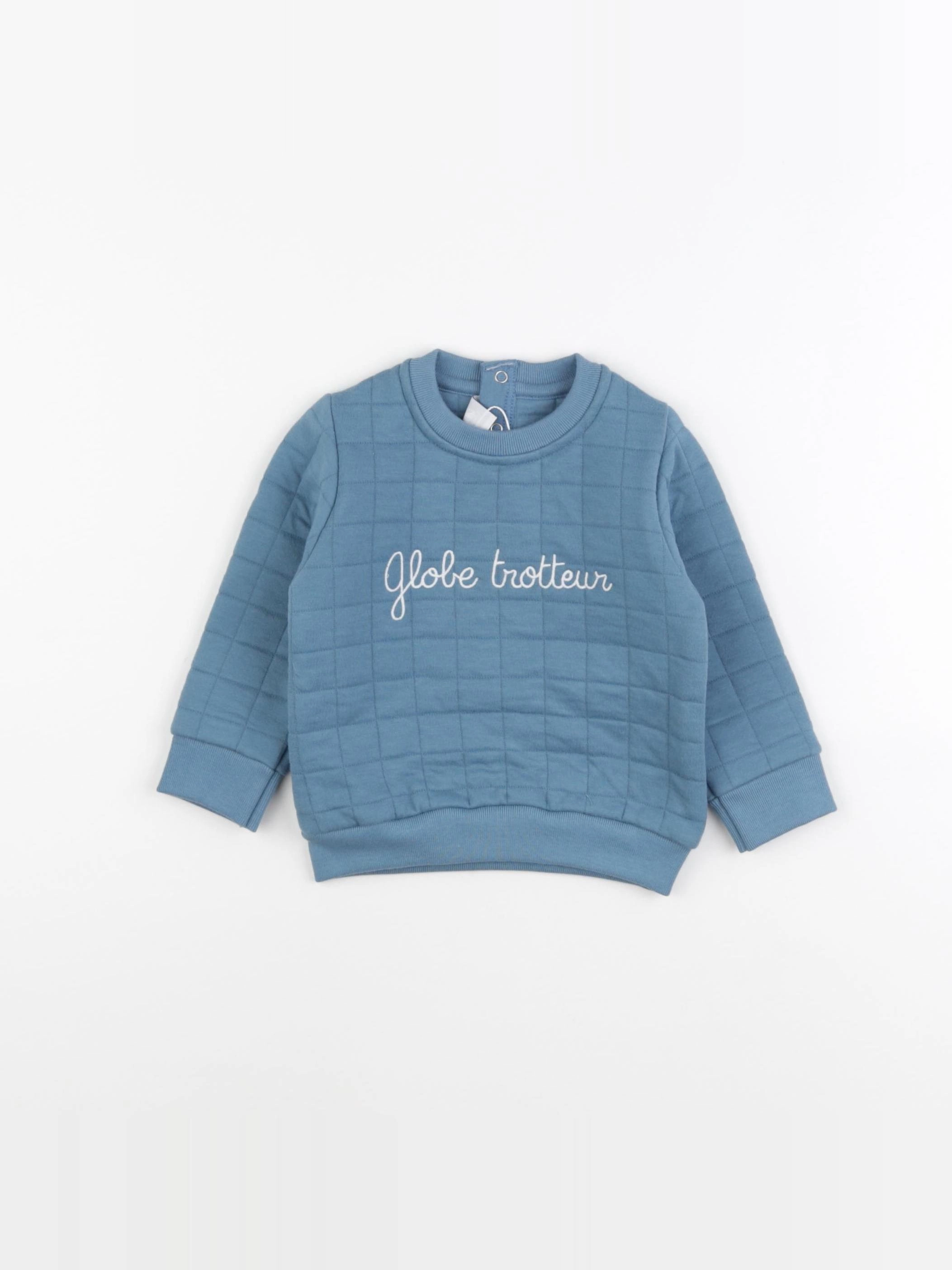 Petit Bateau - sweat bleu - 12 mois