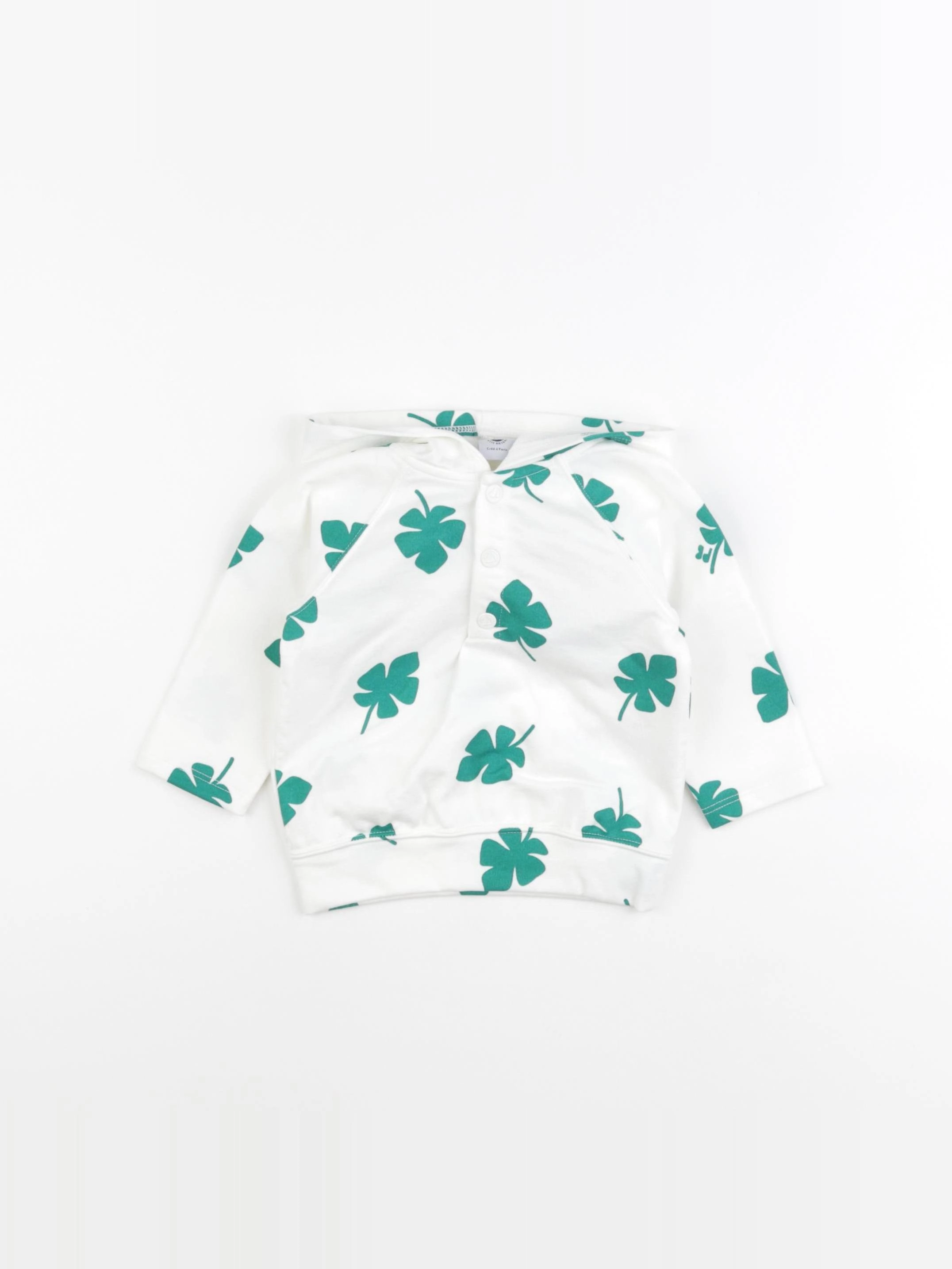 Petit Bateau - sweat blanc, vert - 36 mois
