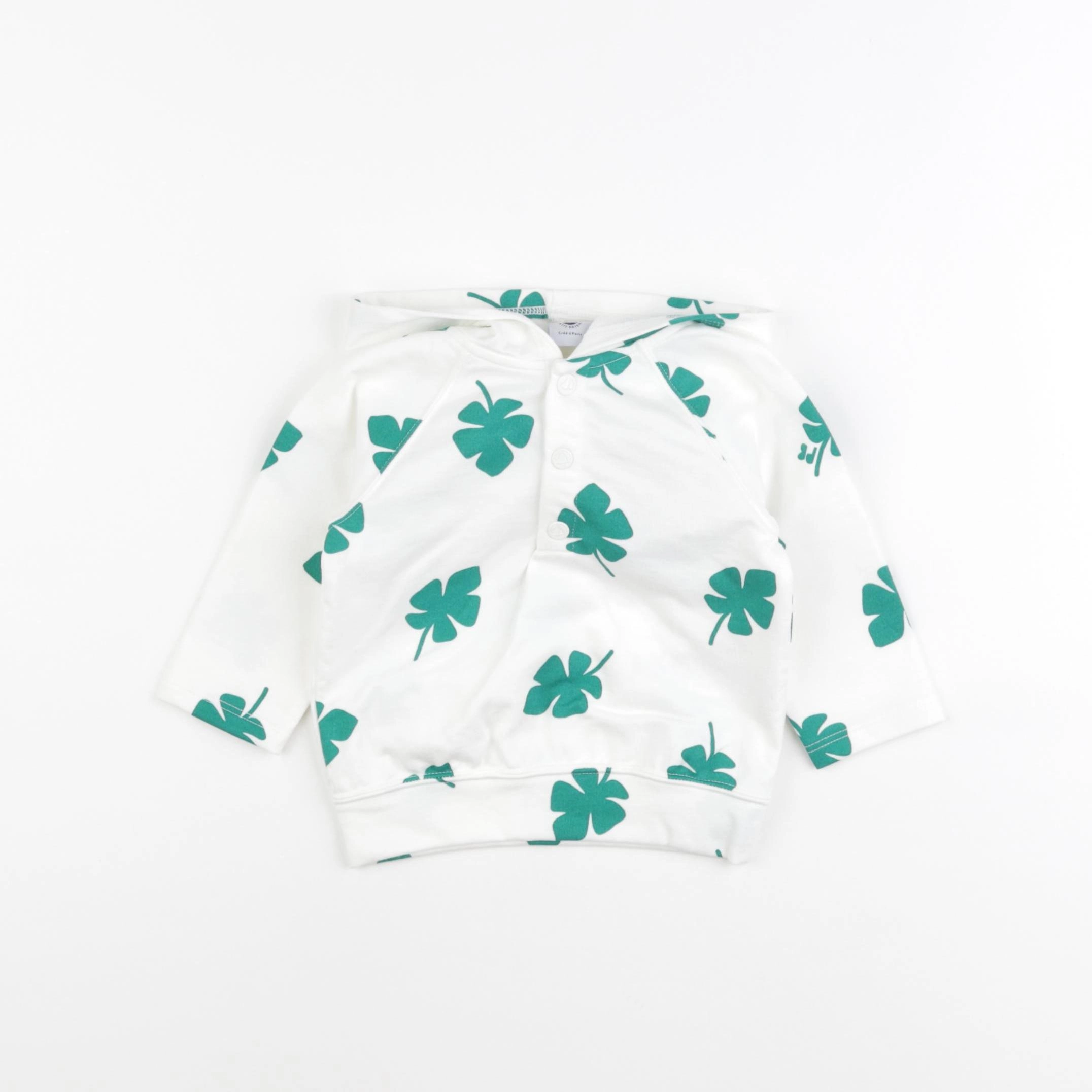 Petit Bateau - sweat blanc, vert - 18 mois