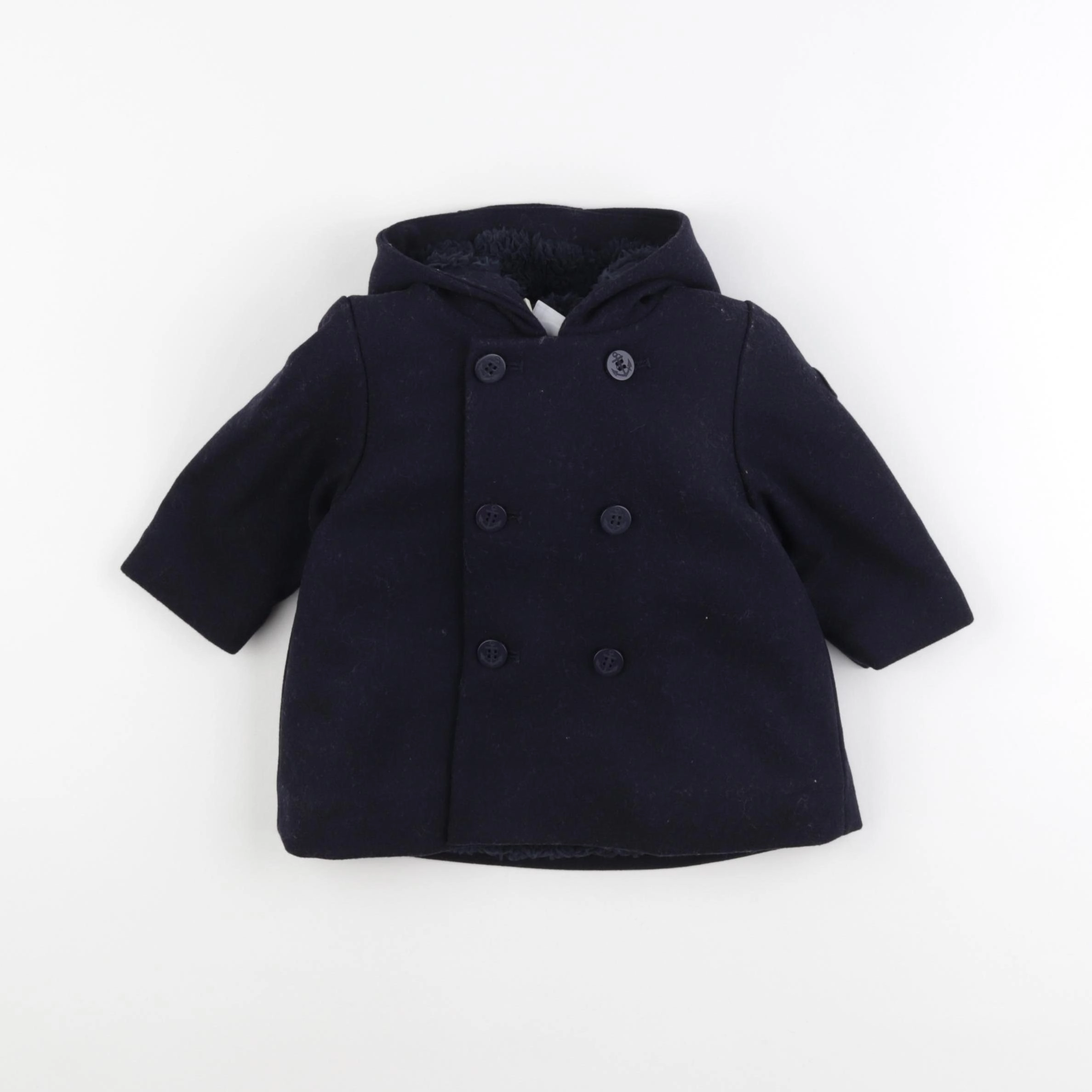 Petit Bateau - manteau bleu - 6 mois