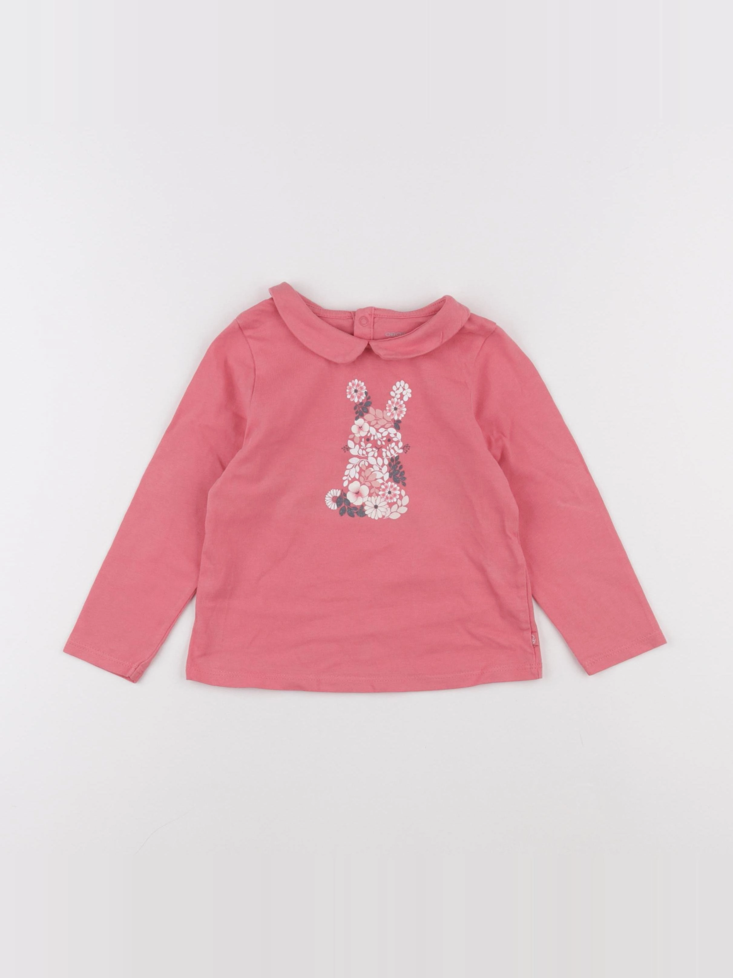 Obaïbi - tee-shirt rose - 24 mois