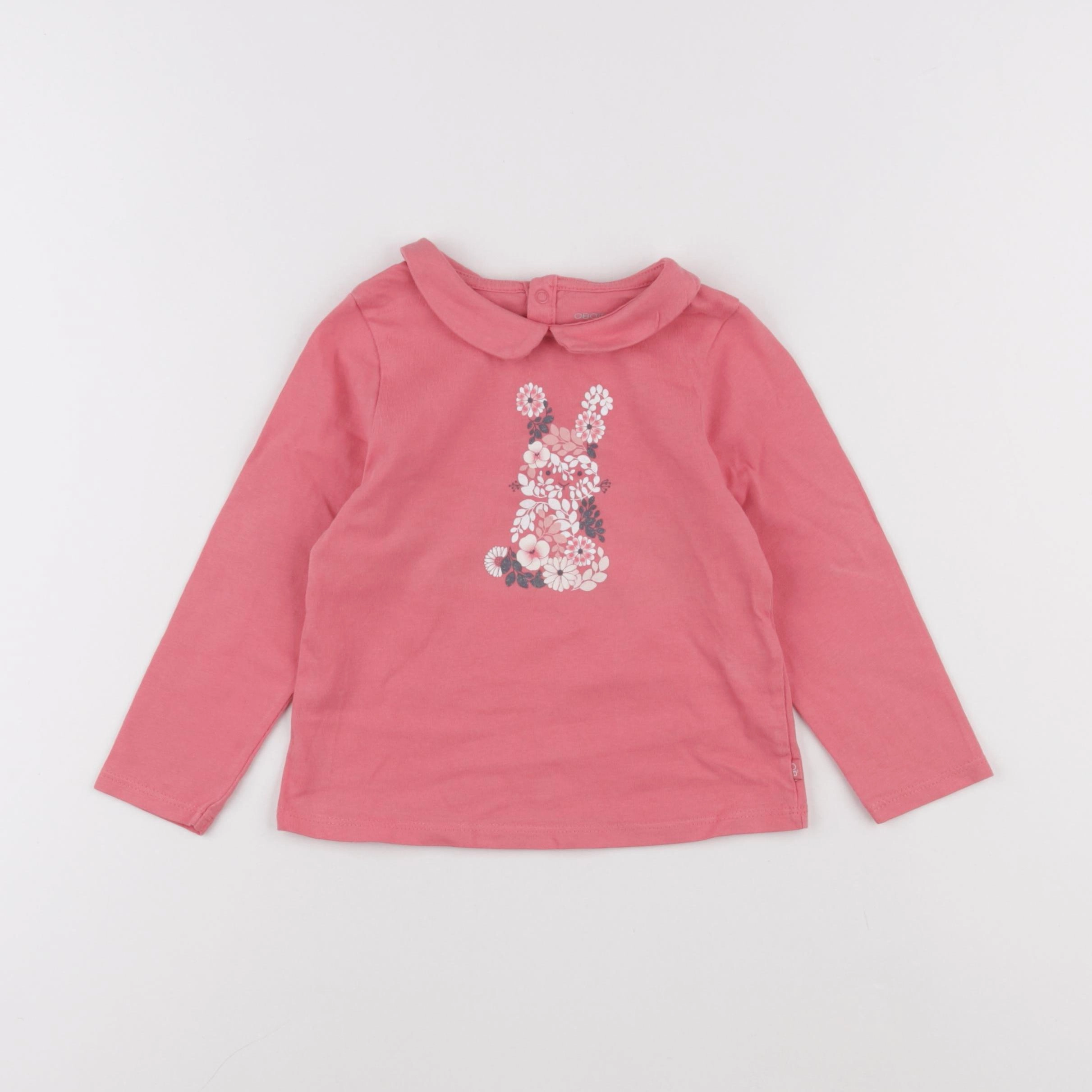 Obaïbi - tee-shirt rose - 24 mois