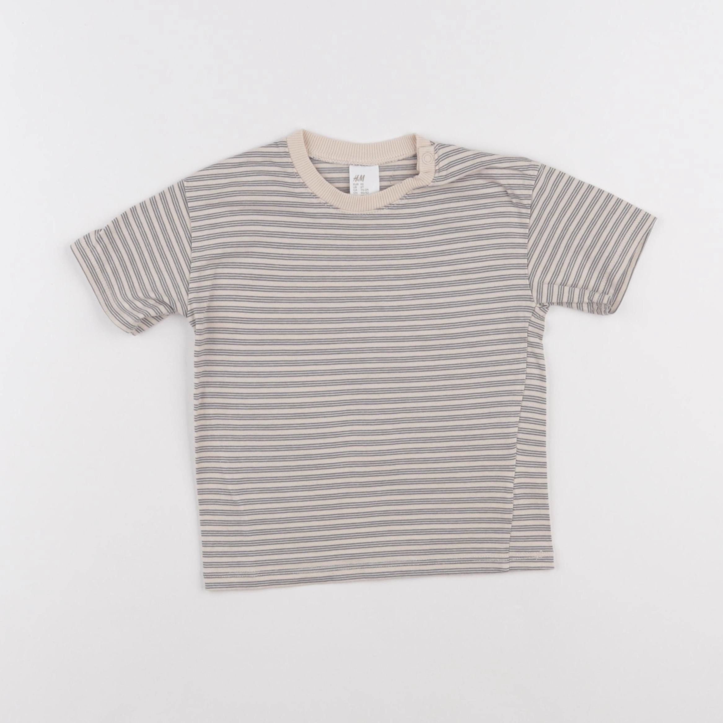 H&M - tee-shirt beige, gris - 18/24 mois