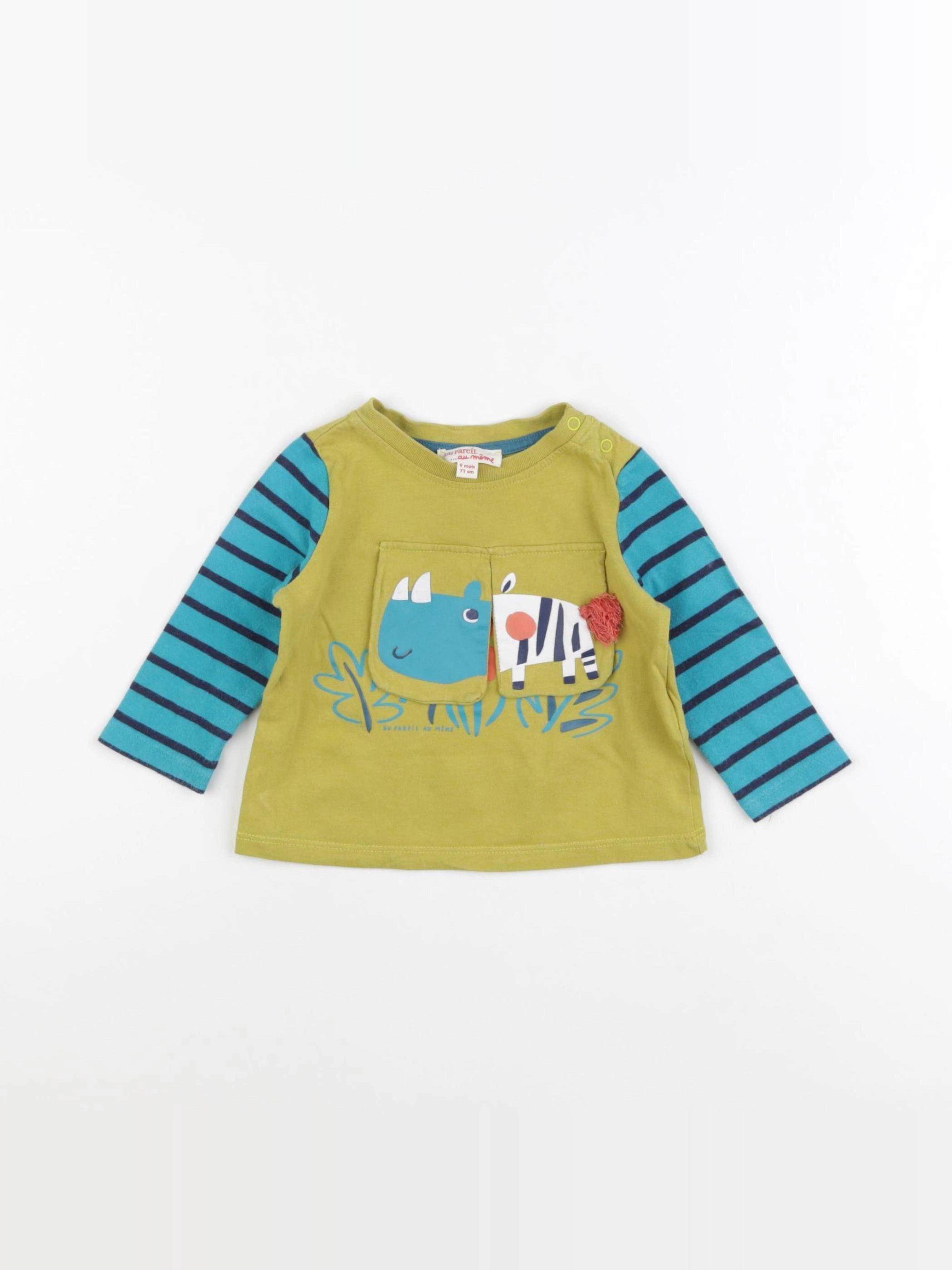 DPAM - tee-shirt bleu, vert - 9 mois