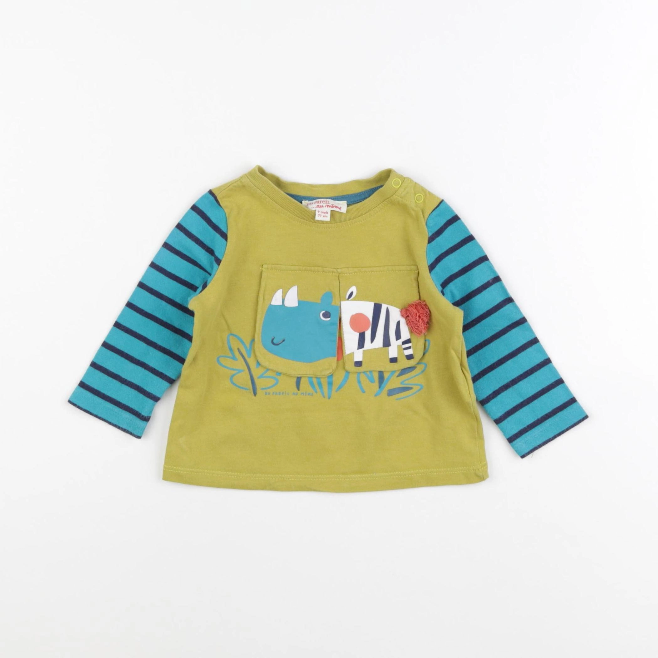 DPAM - tee-shirt bleu, vert - 9 mois