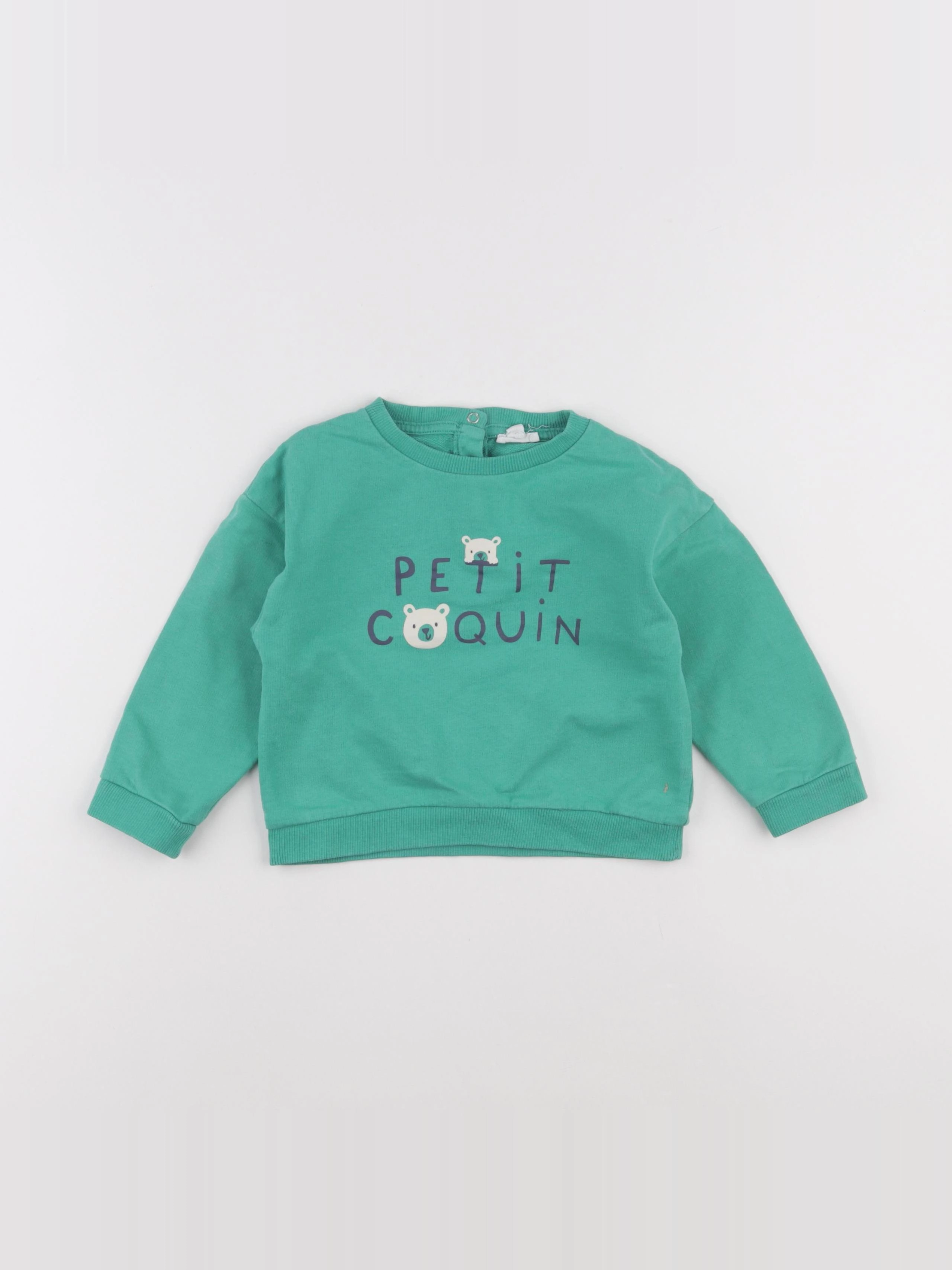 Vertbaudet - sweat vert - 24 mois
