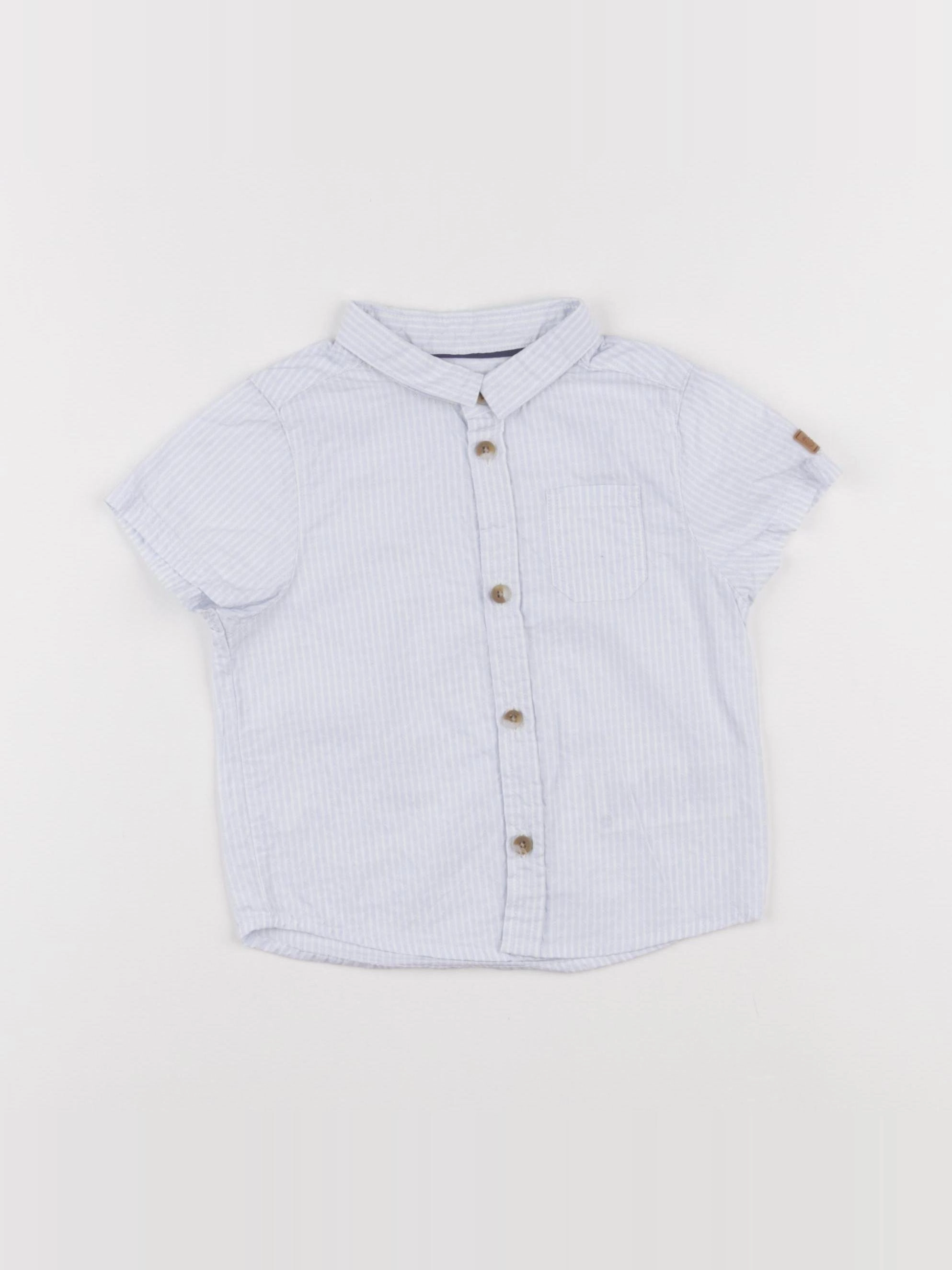 Obaïbi - chemise blanc, bleu - 12 mois