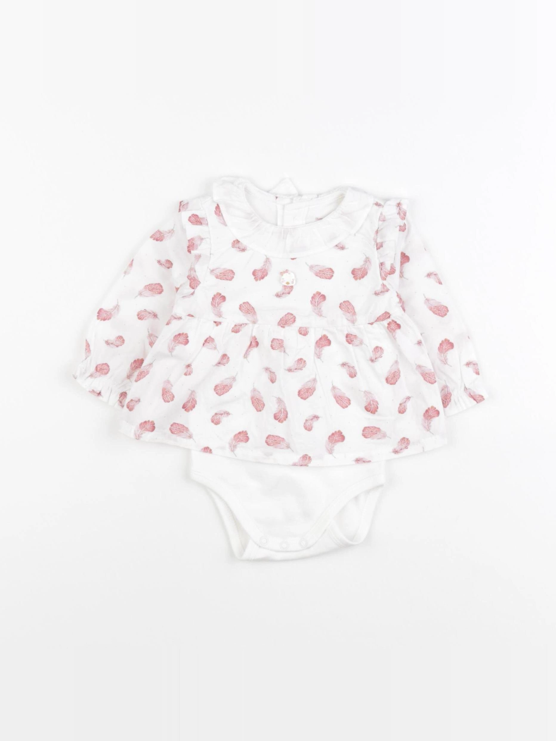 Sergent Major - body blouse blanc, rose - 3 mois