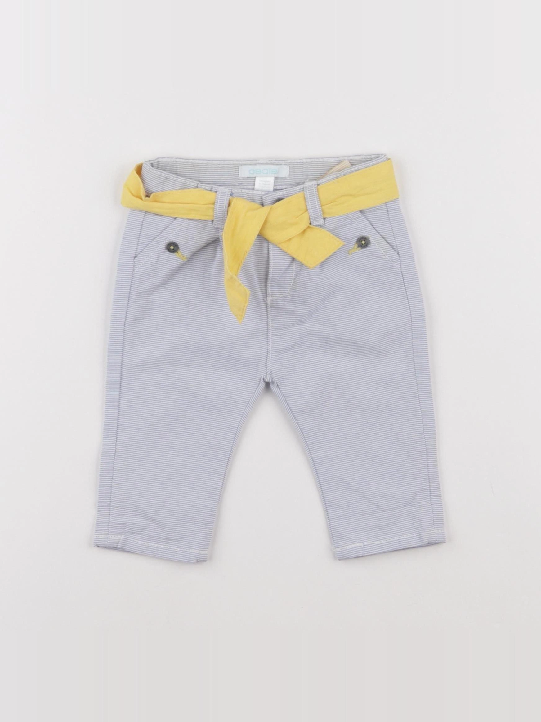 Obaïbi - pantalon blanc, bleu - 3 mois