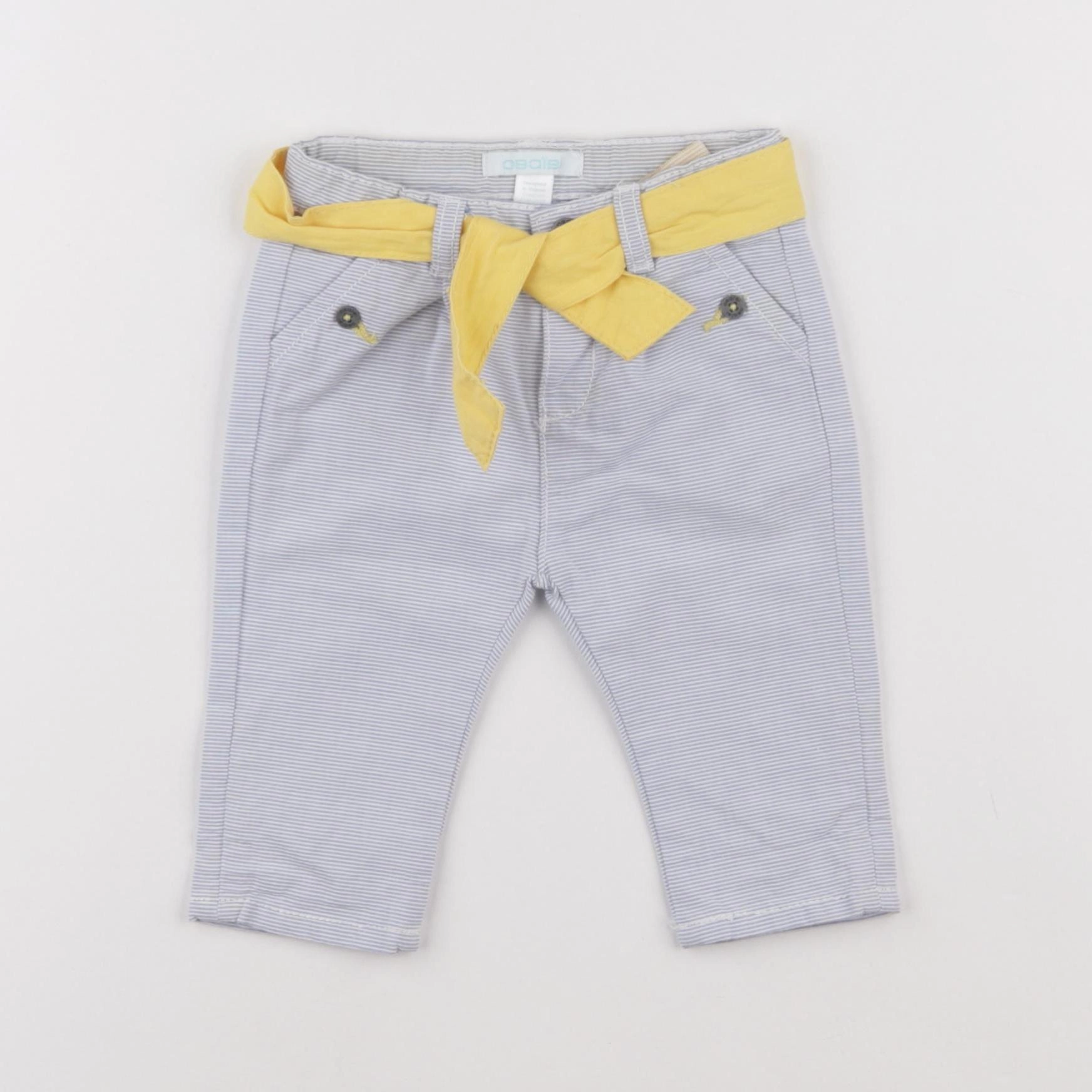 Obaïbi - pantalon blanc, bleu - 3 mois