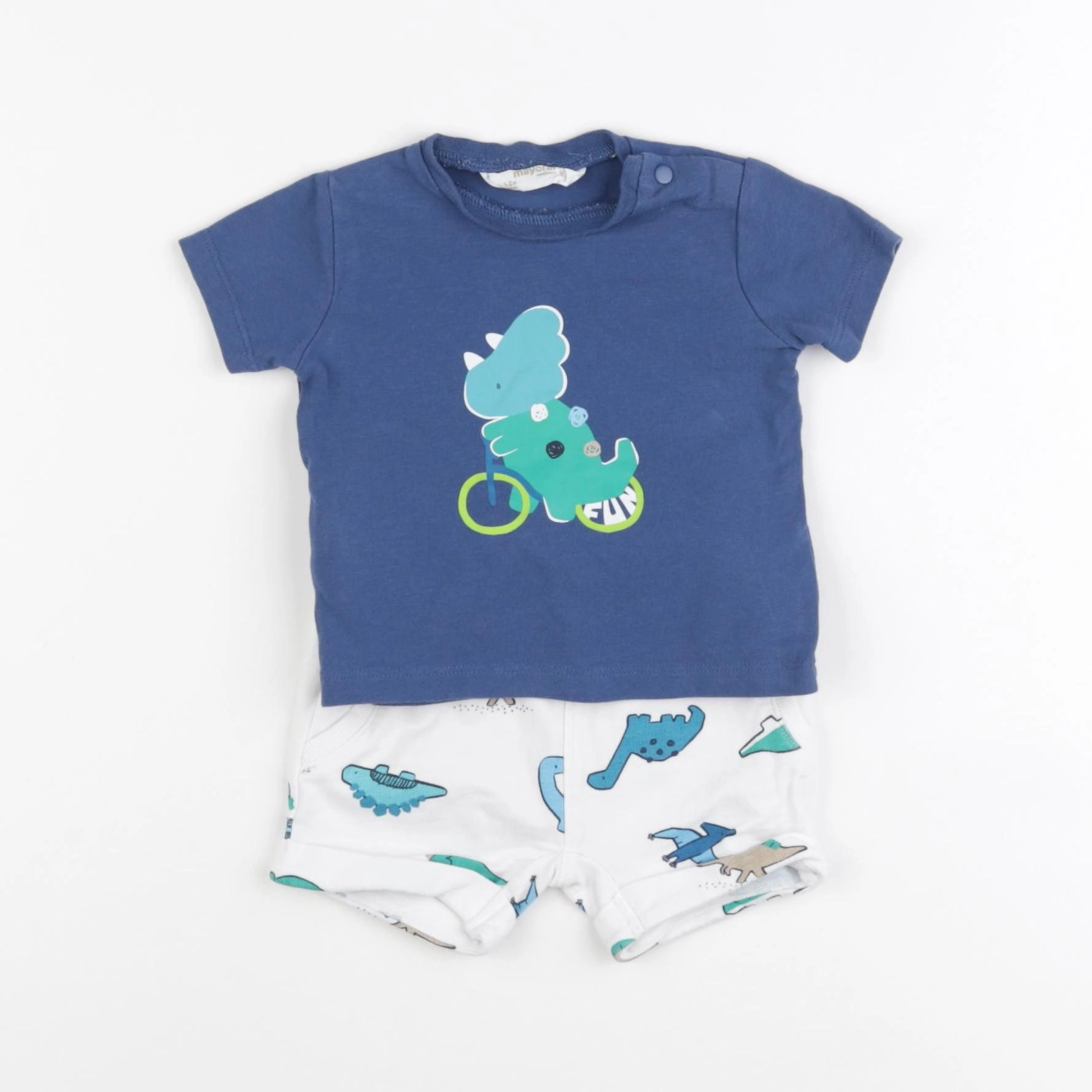 Mayoral - ensemble blanc, bleu - 1/3 mois