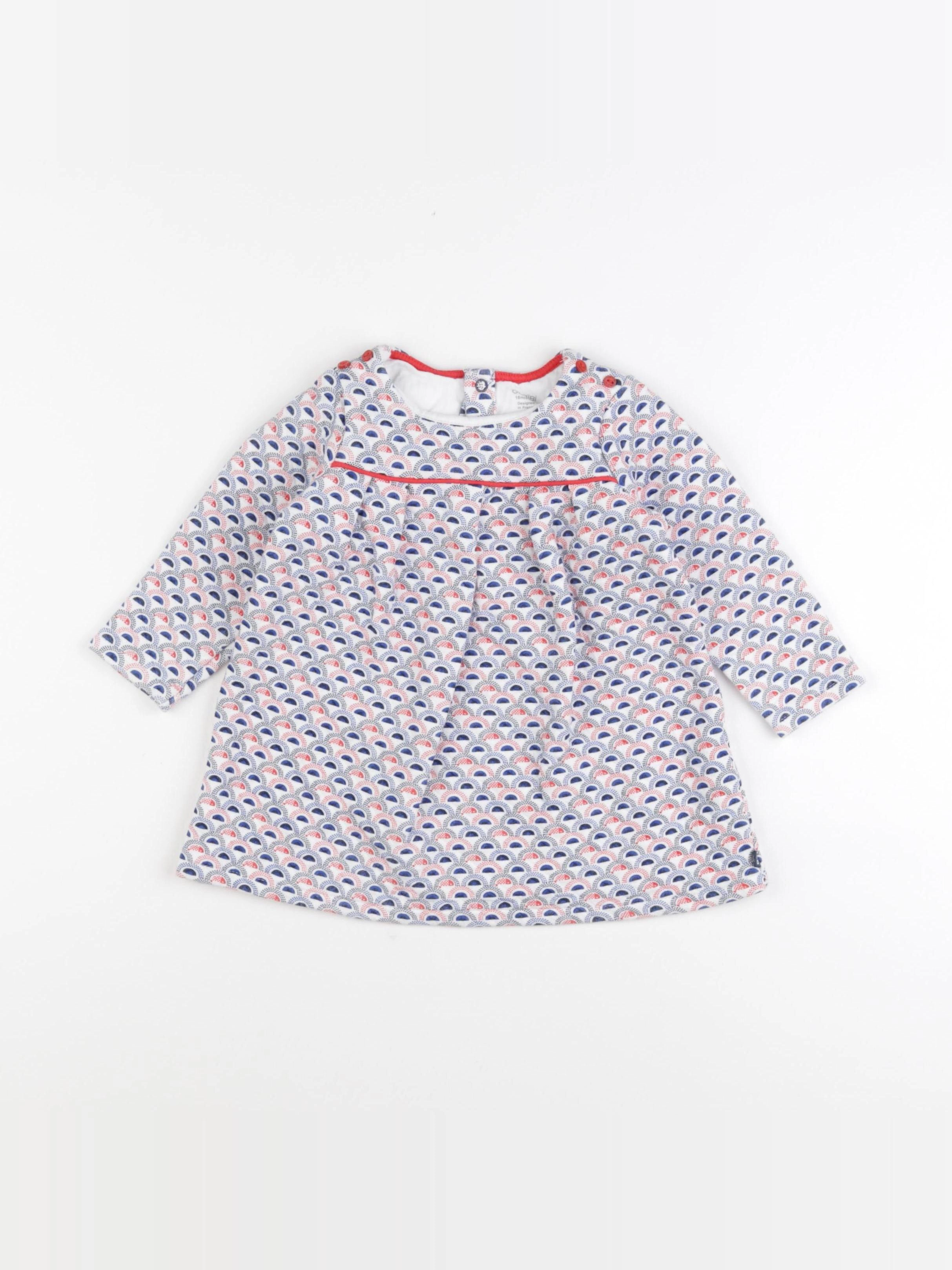 Obaïbi - robe blanc, bleu - 18 mois