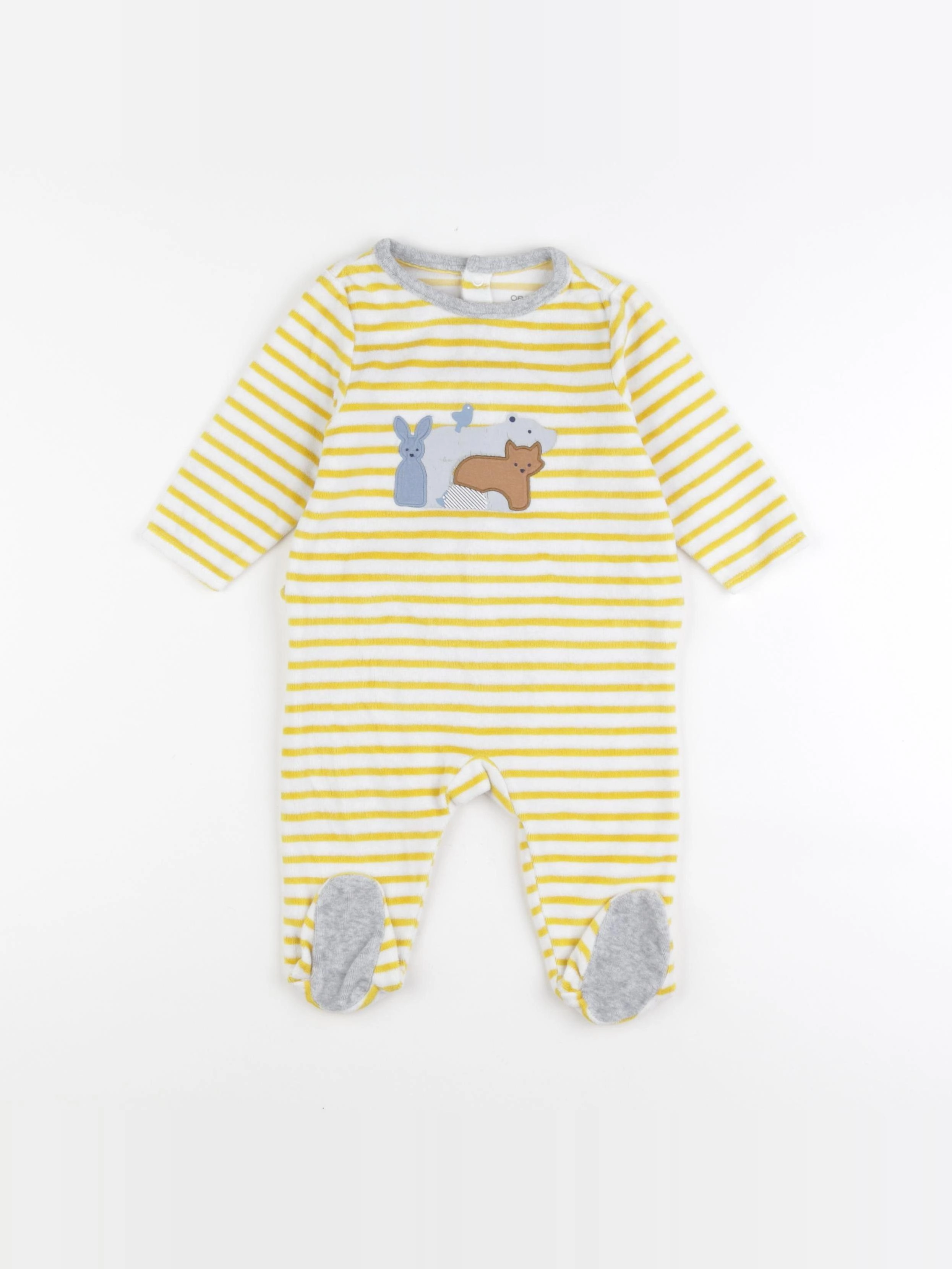 Obaïbi - pyjama velours jaune - 9 mois