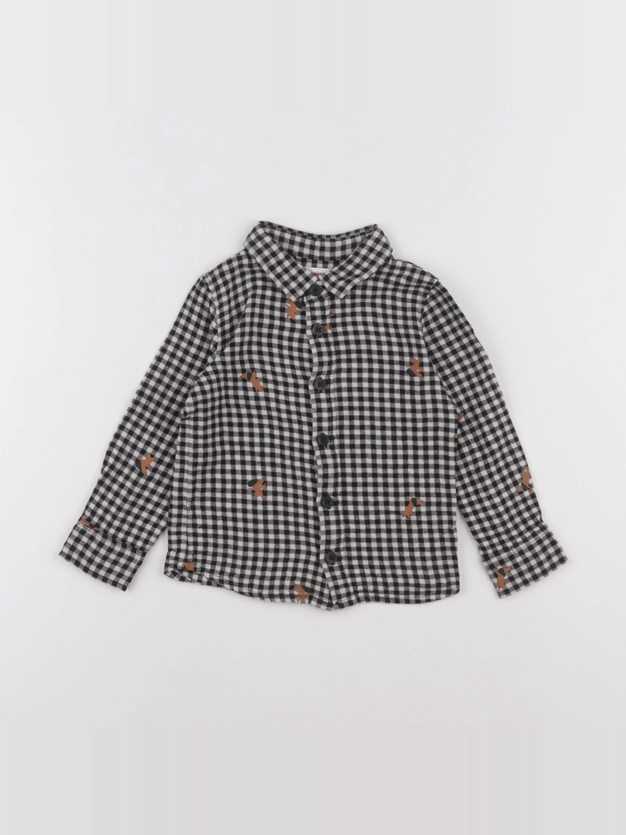 Catimini - chemise blanc, noir - 2 ans