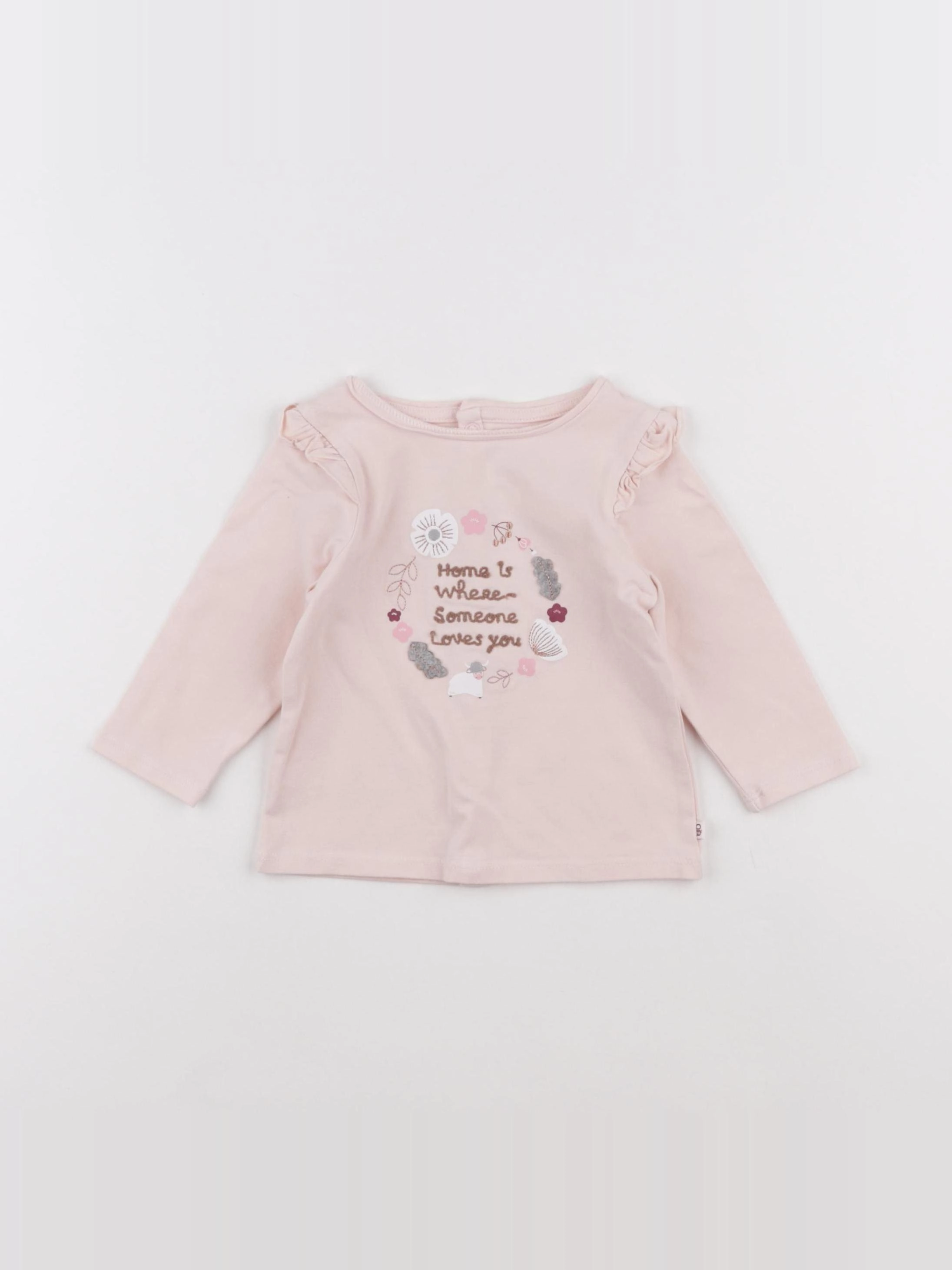 Obaïbi - tee-shirt rose - 6 mois