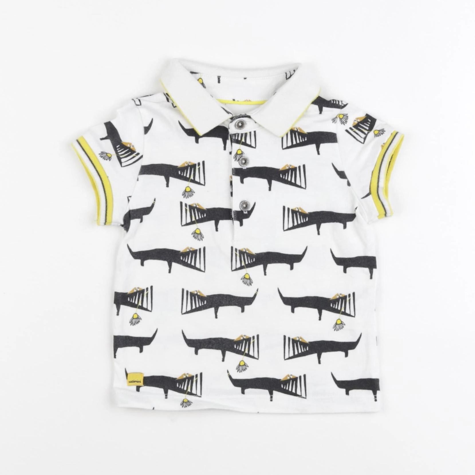 Catimini - polo blanc, noir - 12 mois