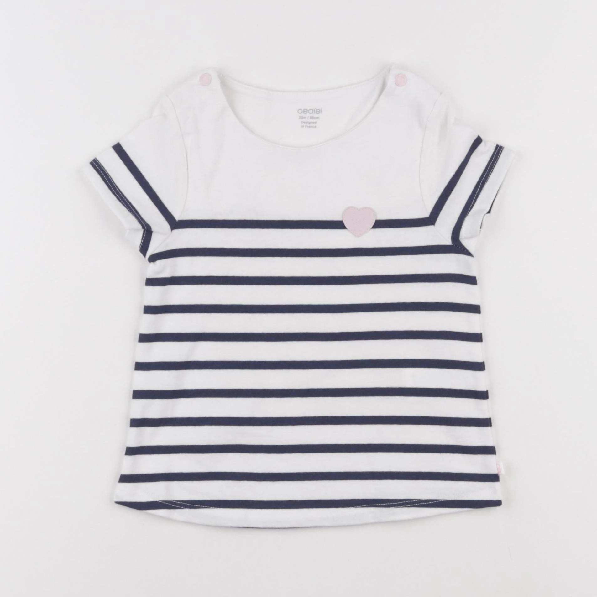Obaïbi - tee-shirt blanc, bleu - 24 mois