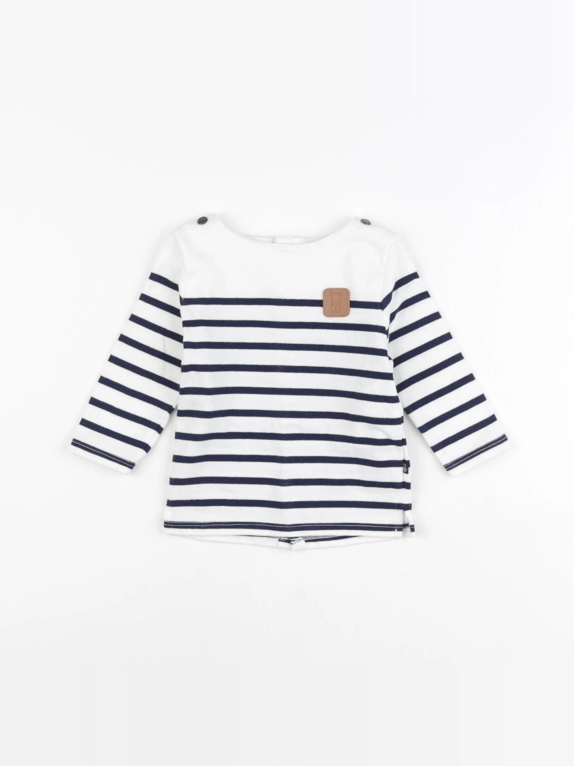 Obaïbi - tee-shirt blanc, bleu - 12 mois