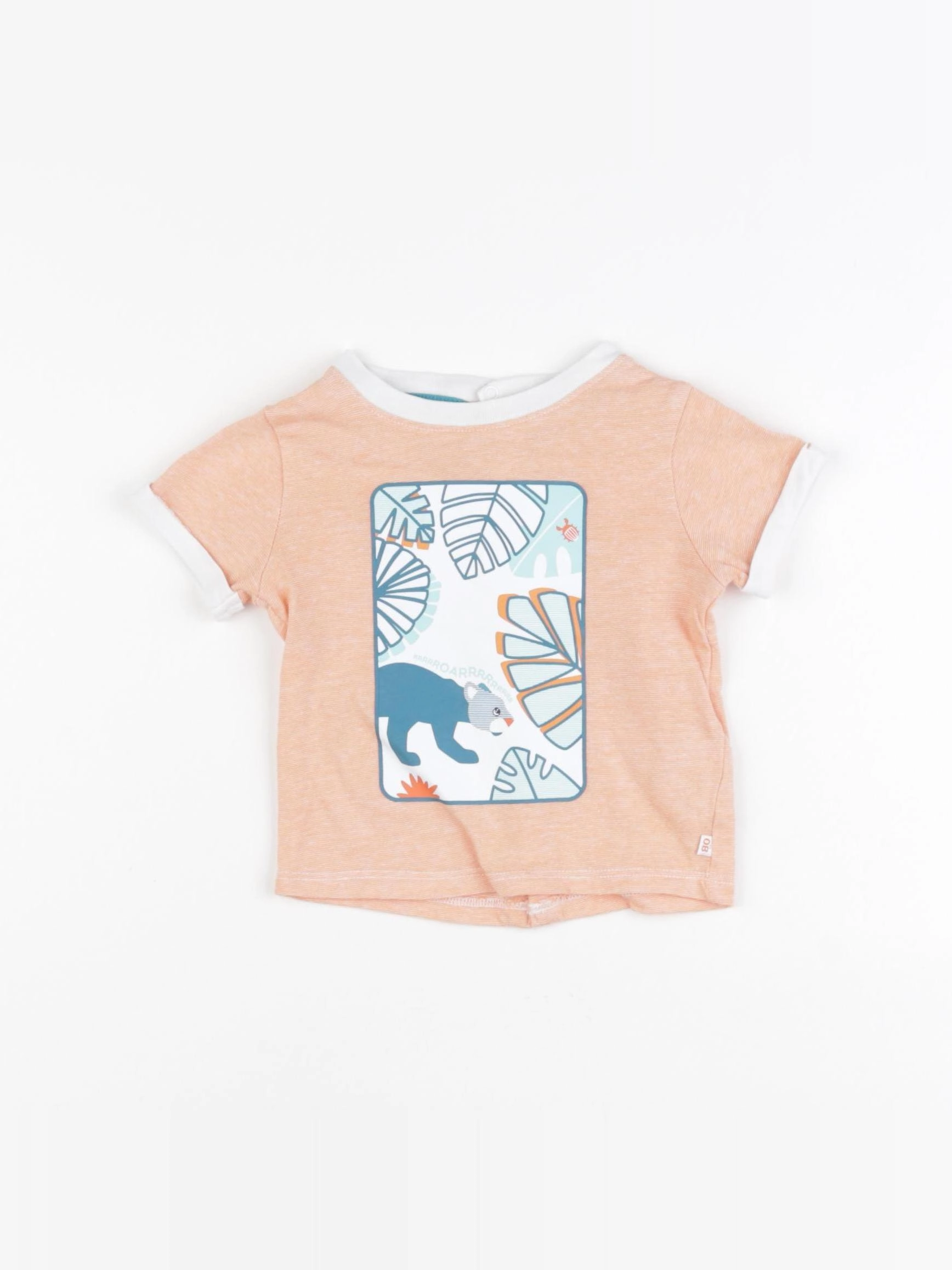 Obaïbi - tee-shirt blanc, orange - 3 mois