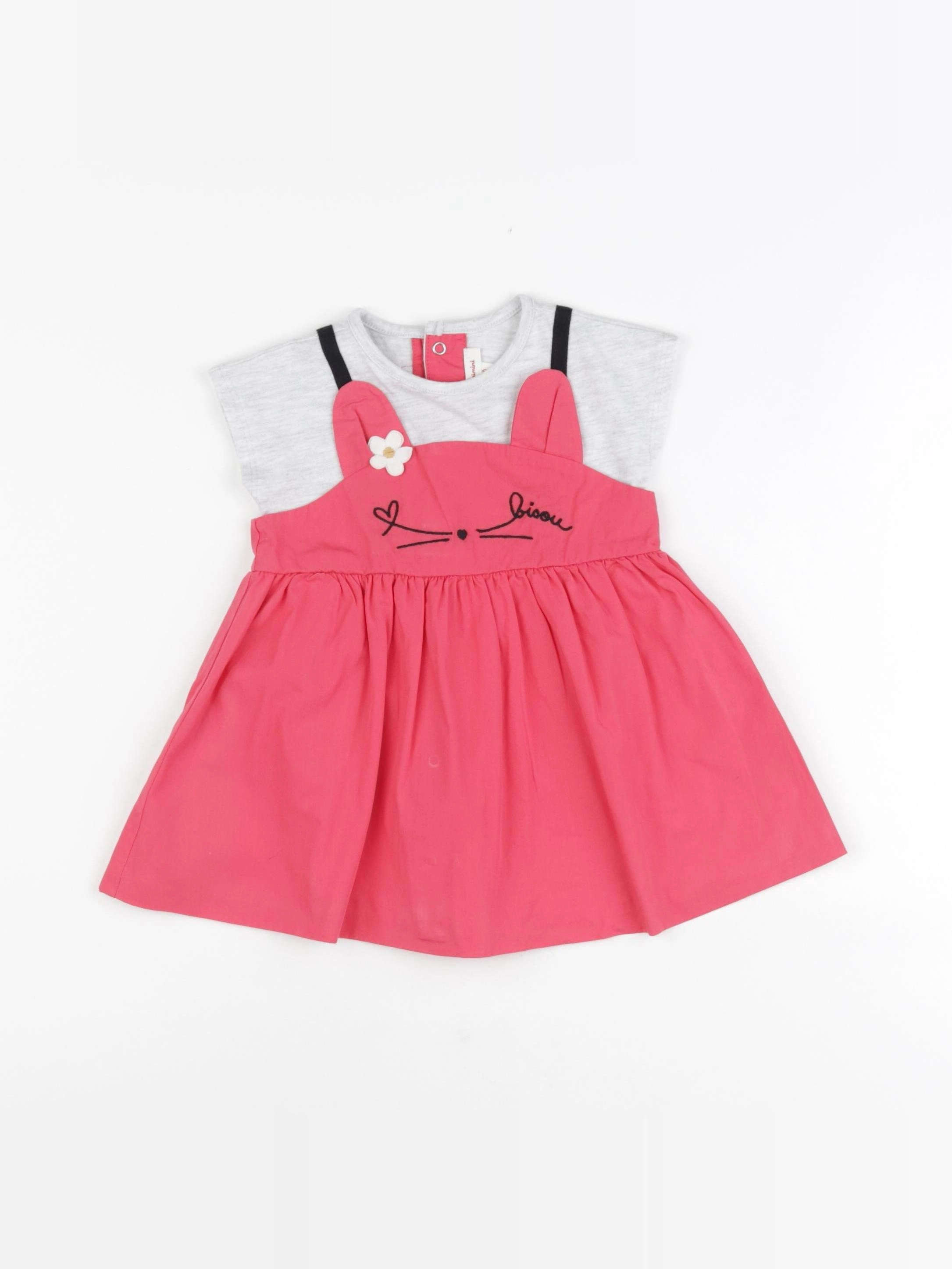 Catimini - robe gris, rose - 6 mois